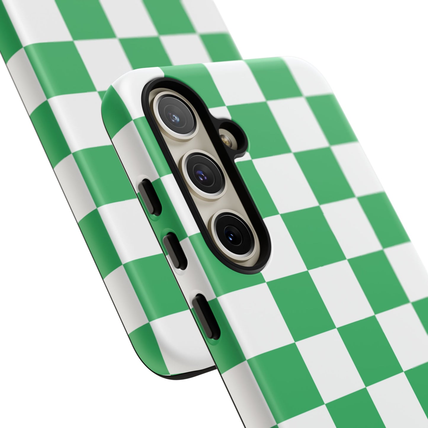 Green Checkered Phone Case, Phone Cases Samsung Galaxy S25, S25 Plus, S24, S24 Plus, S24 Ultra, S23, S22, S22 Plus, S21 Ultra, S21 FE, S20+