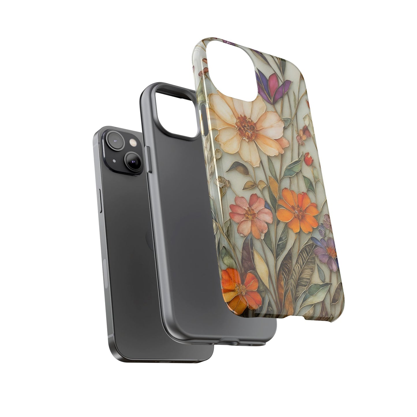 Phone case For iPhone & Samsung, Wildflower Mosaic MagSafe iPhone Case: Botanical Floral Design iPhone