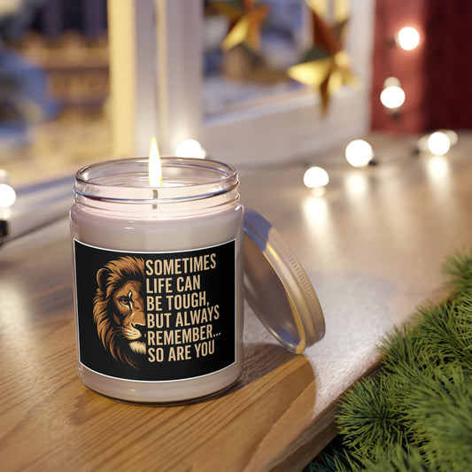 Inspirational Scented Candle, Soy Wax Candle with Lion Design, Relaxation Home Décor, Thoughtful Gift for Friends