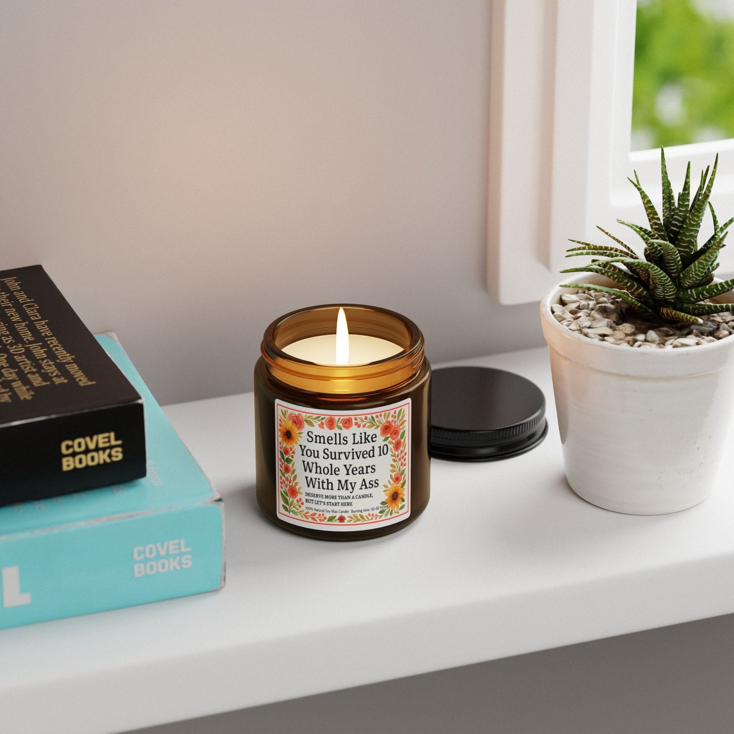 Funny Scented Soy Candle, Smells Like You Survived 10 Whole Years, Unique Gift for Friend, Decorative Home Accent, Perfect for Celebrations