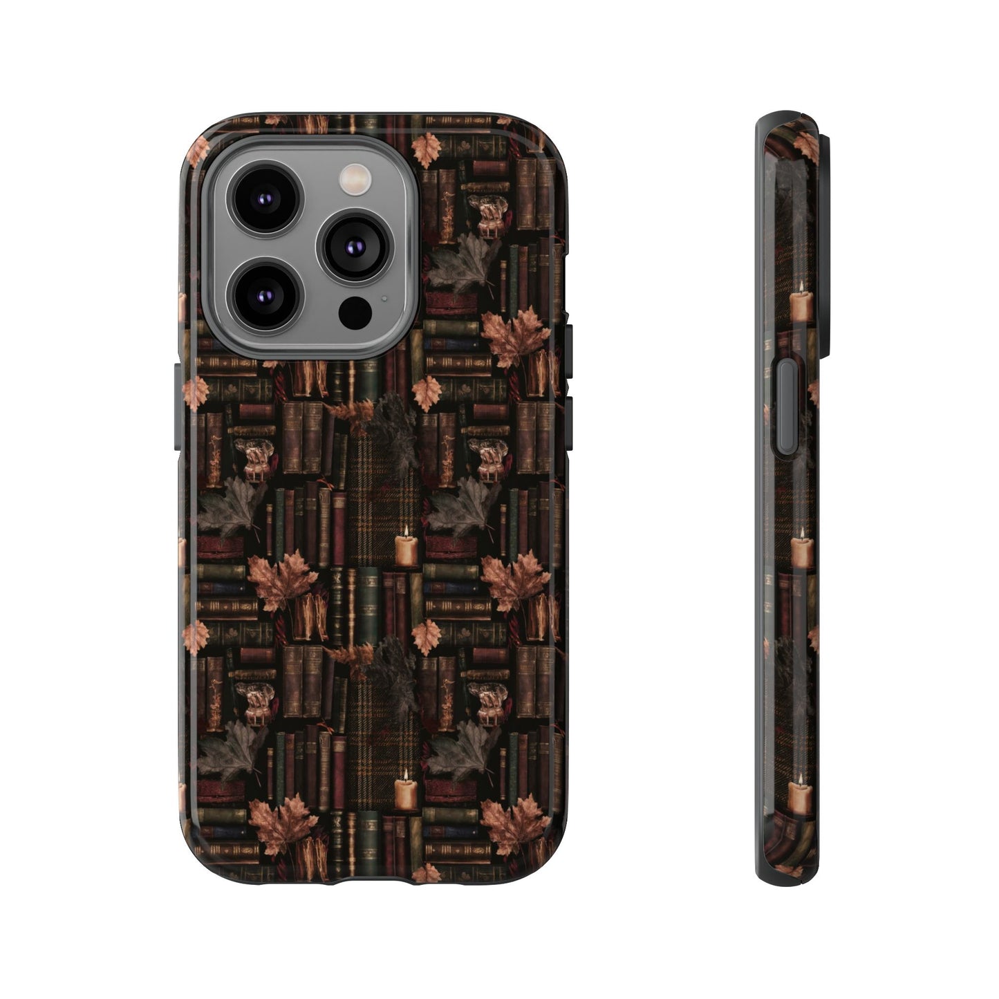 Gothic Phone Case Dark Academia Literary iPhone Samsung Cover with Books & Flowers, Phone case