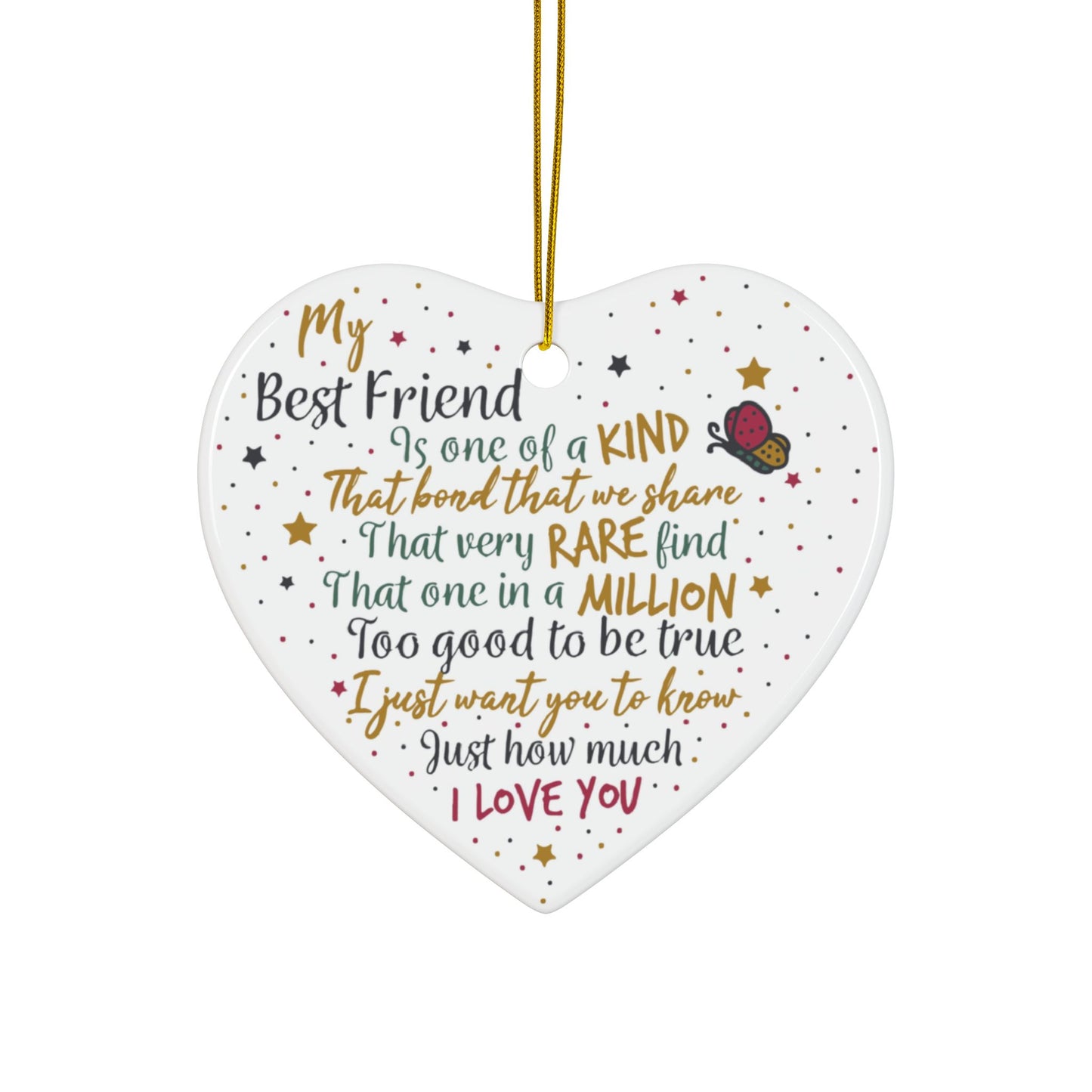 Best Friends Forever Heart Ornament  Friendship Christmas Gift, Cute BFF Keepsake, Holiday Tree Decoration for Bestie, Holiday Gift Idea
