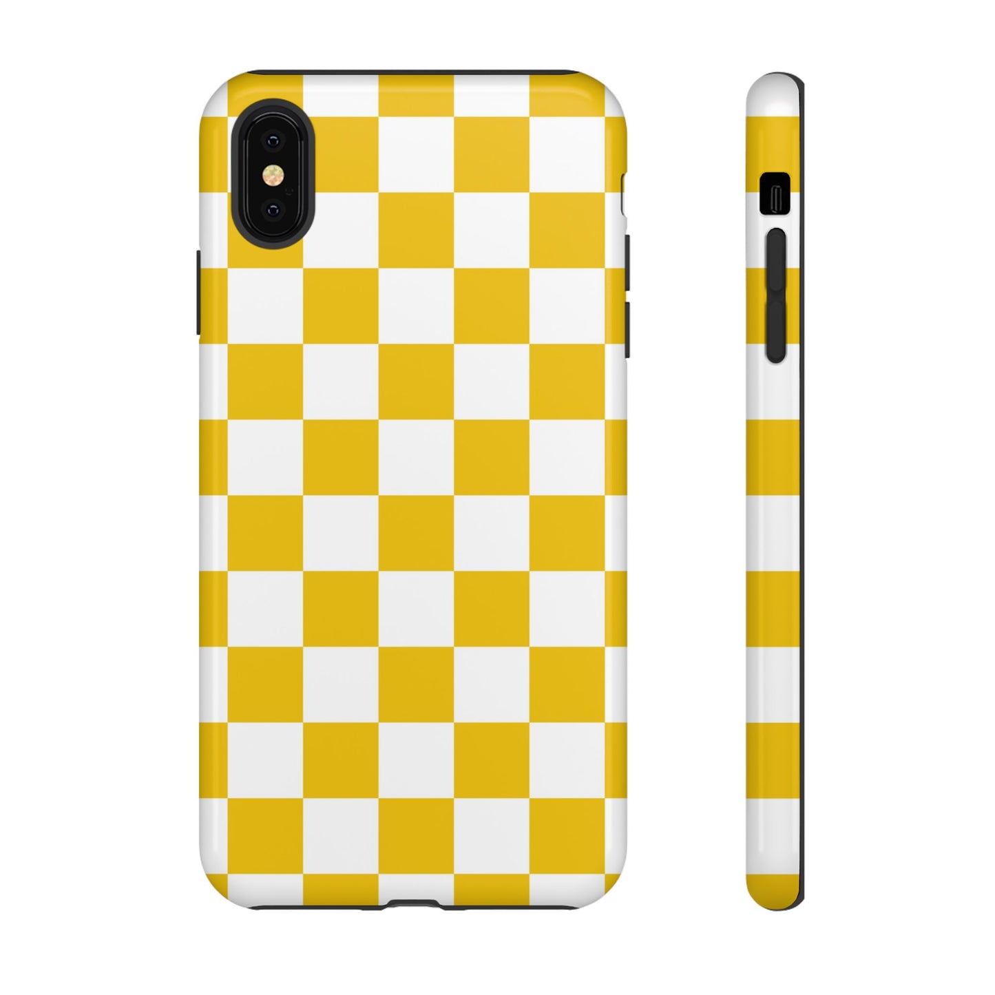Yellow Checkered Phone Case - iPhone 17 Pro, 17, 16, 15, 14, 13, 12, 11, X, XR, XS MAX, Gift for Friends