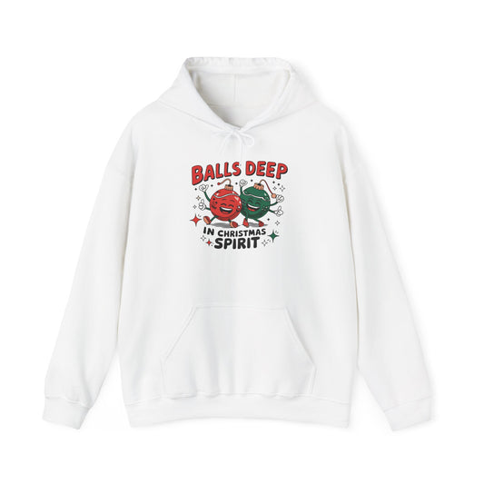 Funny Christmas Hoodie, Ball Deep In Christmas Spirit, Holiday Sweatshirt Hoodie, Unisex Hooded Sweatshirt, Gift for Him, Winter Fashion