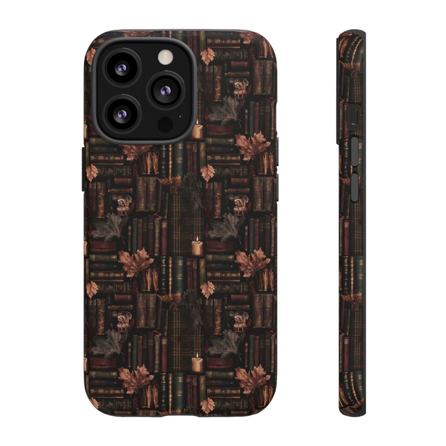 Gothic Phone Case Dark Academia Literary iPhone Samsung Cover with Books & Flowers, Phone case