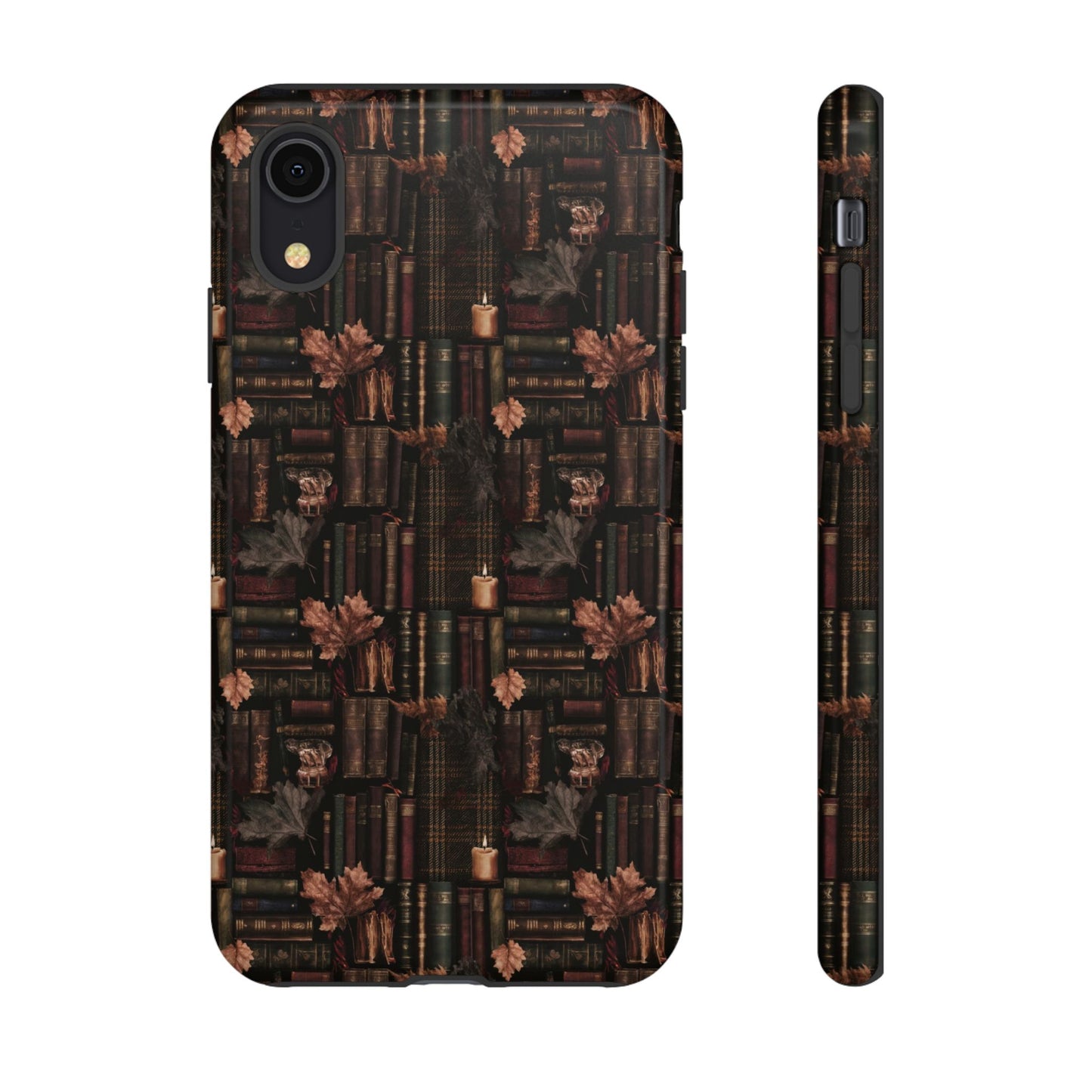 Gothic Phone Case Dark Academia Literary iPhone Samsung Cover with Books & Flowers, Phone case