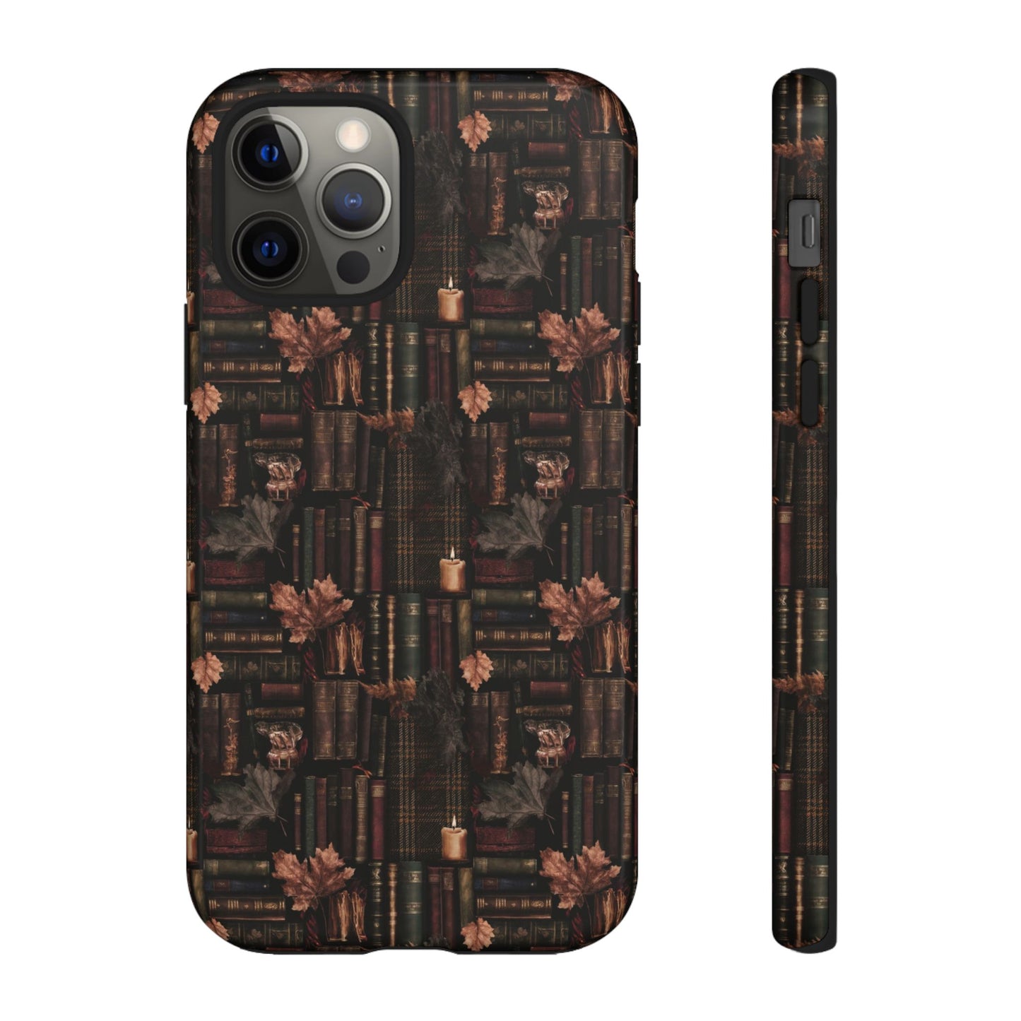 Gothic Phone Case Dark Academia Literary iPhone Samsung Cover with Books & Flowers, Phone case