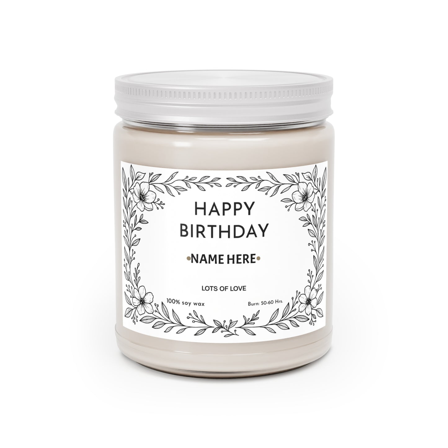 Personalized Birthday Scented Candle, 9oz Soy Candle, Custom Gift for Her, Candle Gift with Name for Her Friend Sister Mum