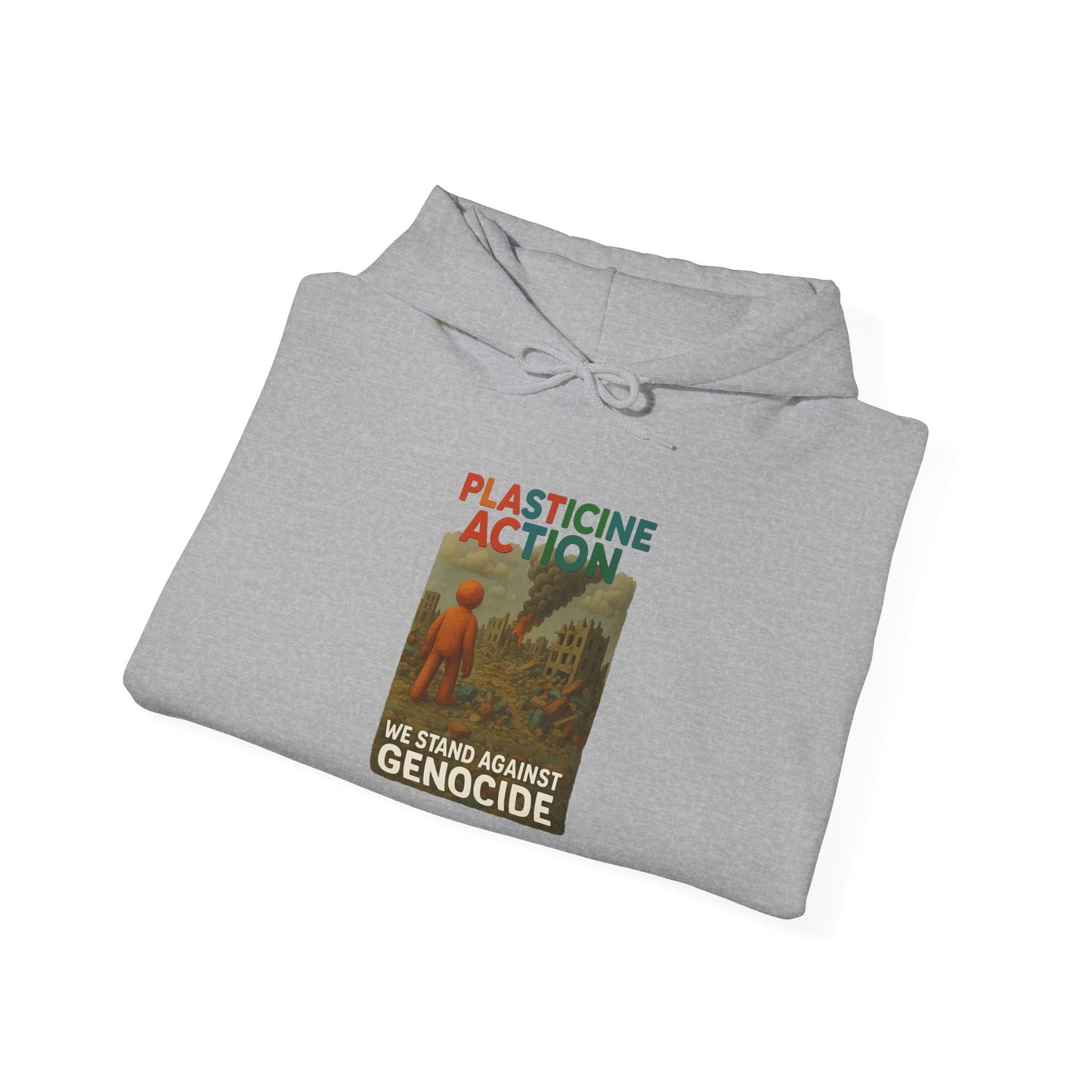PLASTICINE ACTION Hoodie Palestine Anti Genocide hoodie Clay Art Gaza Protest Tee Human Rights Activist Gift Handmade Style Human Billboard