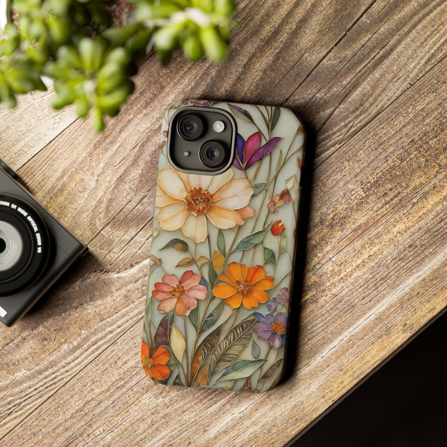 Phone case For iPhone & Samsung, Wildflower Mosaic MagSafe iPhone Case: Botanical Floral Design iPhone