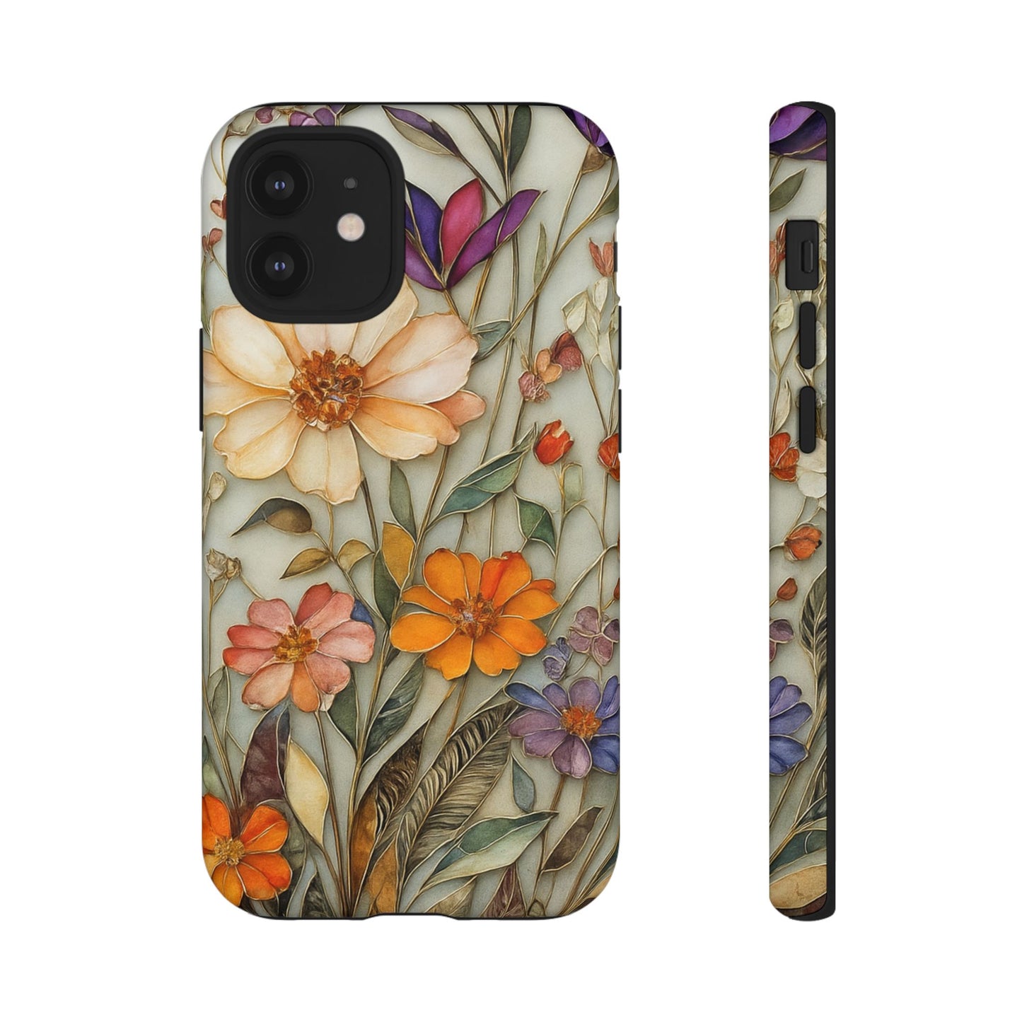Phone case For iPhone & Samsung, Wildflower Mosaic MagSafe iPhone Case: Botanical Floral Design iPhone