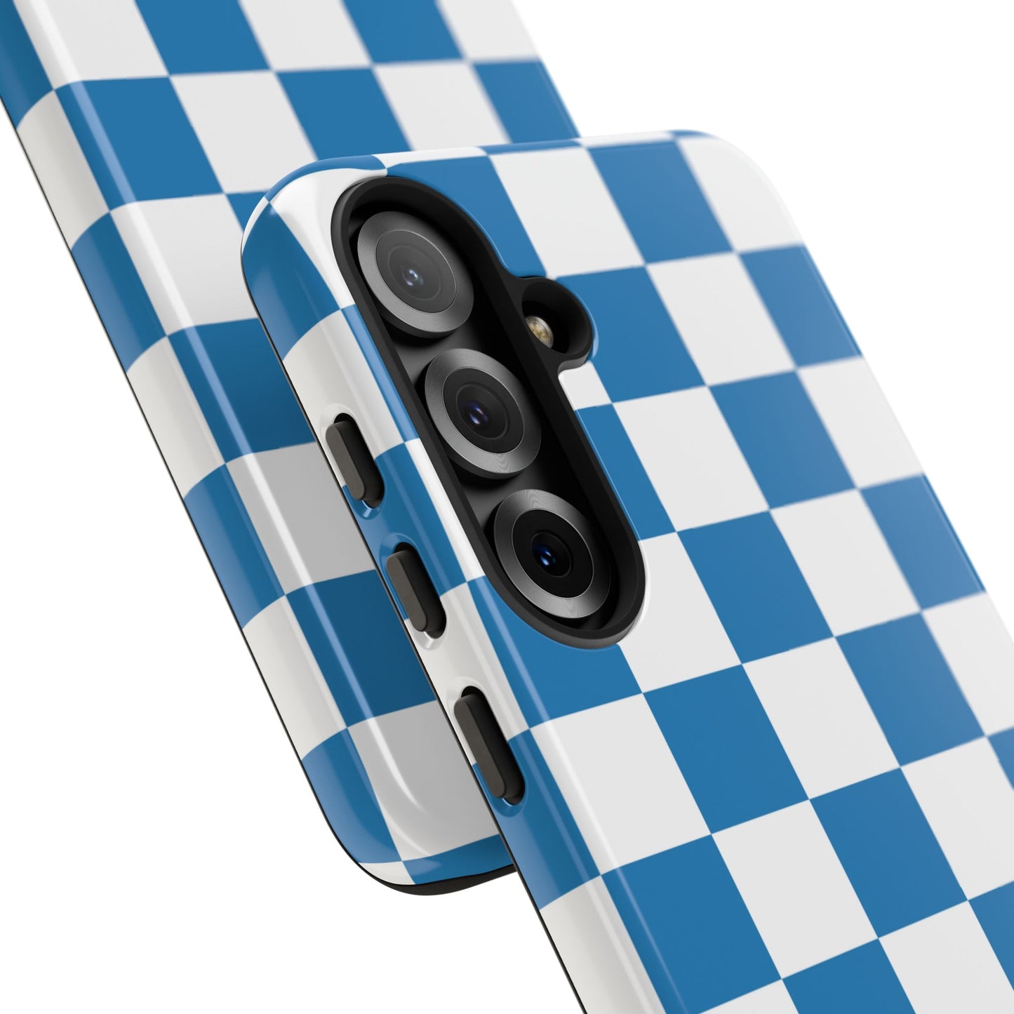 Blue Checkerboard Phone Case, Samsung Galaxy S25, S25 Plus, S24, S24 Plus, S24 Ultra, S23, S22, S22 Plus, S21 Ultra, S21 FE, S20+