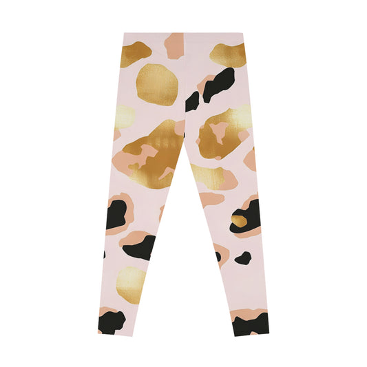 Chic Stretchy Leggings, Pink Gold Cheetah Print, Fashionable Activewear, Gym Leggings, Stylish Loungewear, Unique Gift for Her