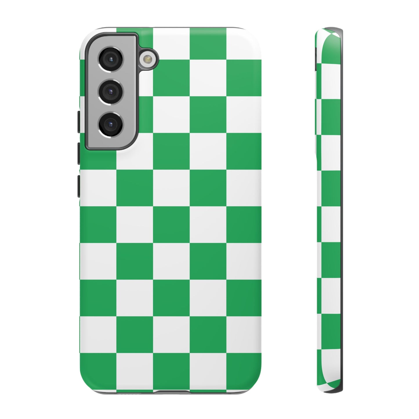 Green Checkered Phone Case, Phone Cases Samsung Galaxy S25, S25 Plus, S24, S24 Plus, S24 Ultra, S23, S22, S22 Plus, S21 Ultra, S21 FE, S20+