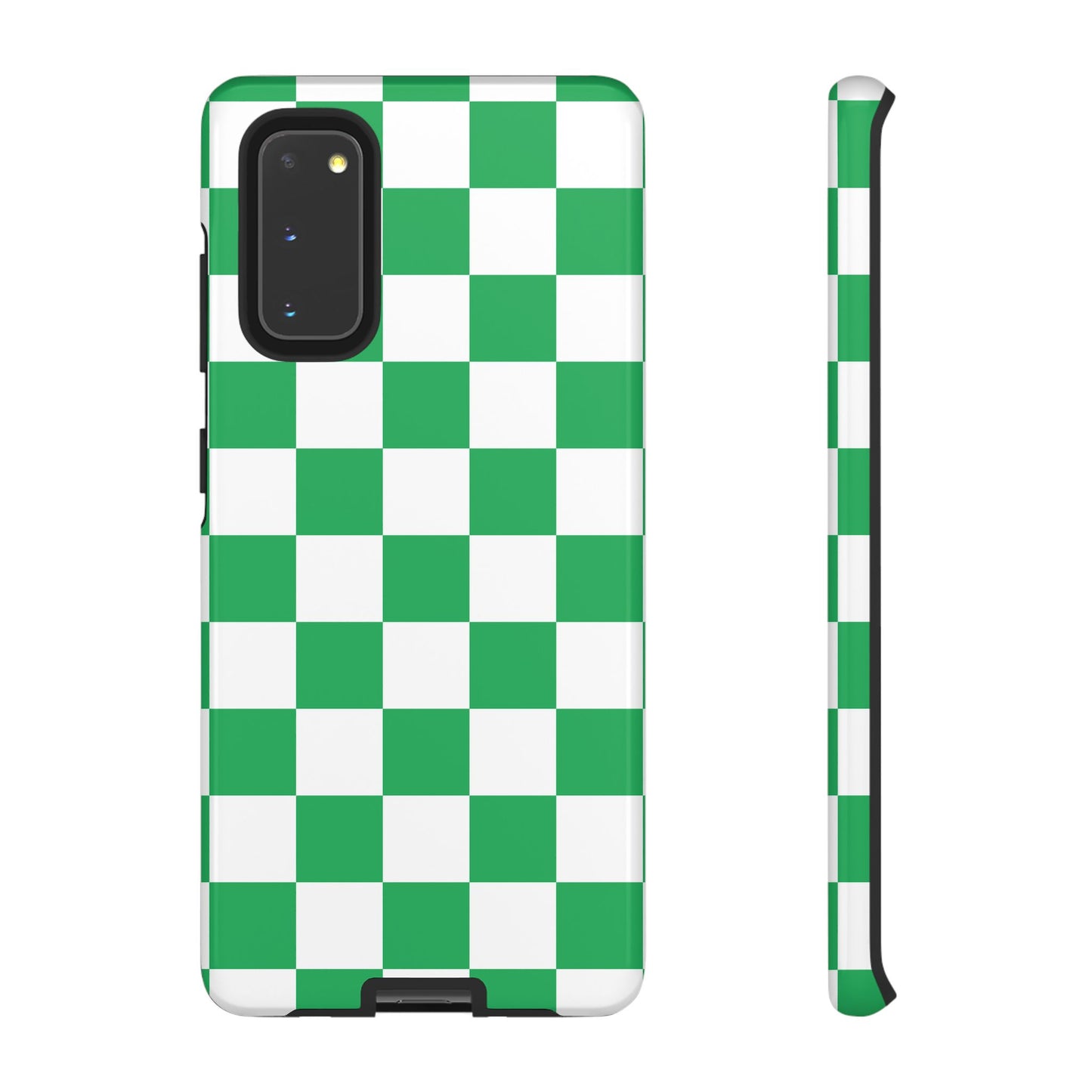 Green Checkered Phone Case, Phone Cases Samsung Galaxy S25, S25 Plus, S24, S24 Plus, S24 Ultra, S23, S22, S22 Plus, S21 Ultra, S21 FE, S20+