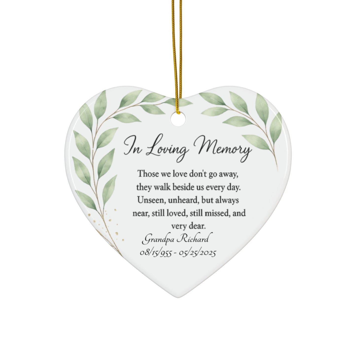 Personalized Memorial Christmas Ornament Tribute Decoration for Remembrance, Loss of Loved One Keepsake, Holiday Decoration, Sympathy Gift,