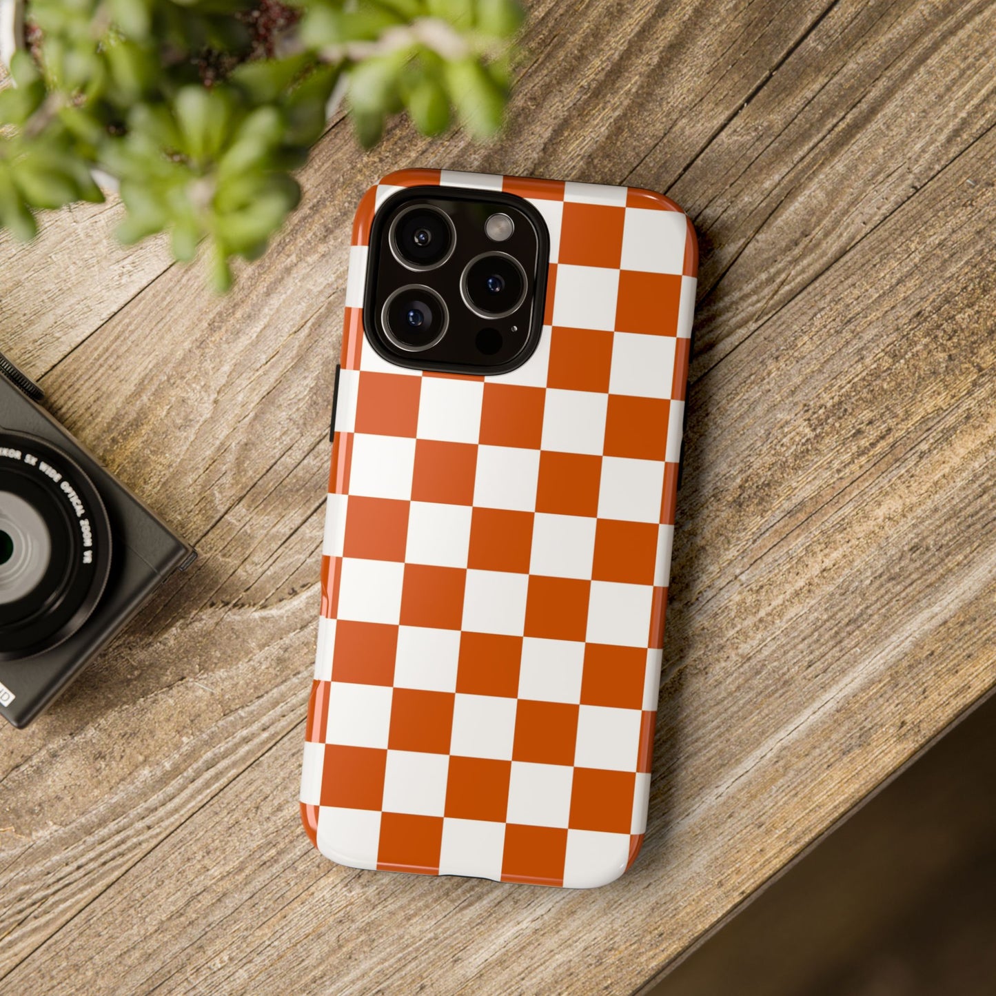 Checkered Phone Case, Checkered Phone Case - iPhone 17 16 15 14 13 12 11 Pro Max  - Trendy Black and Brown Checkerboard
