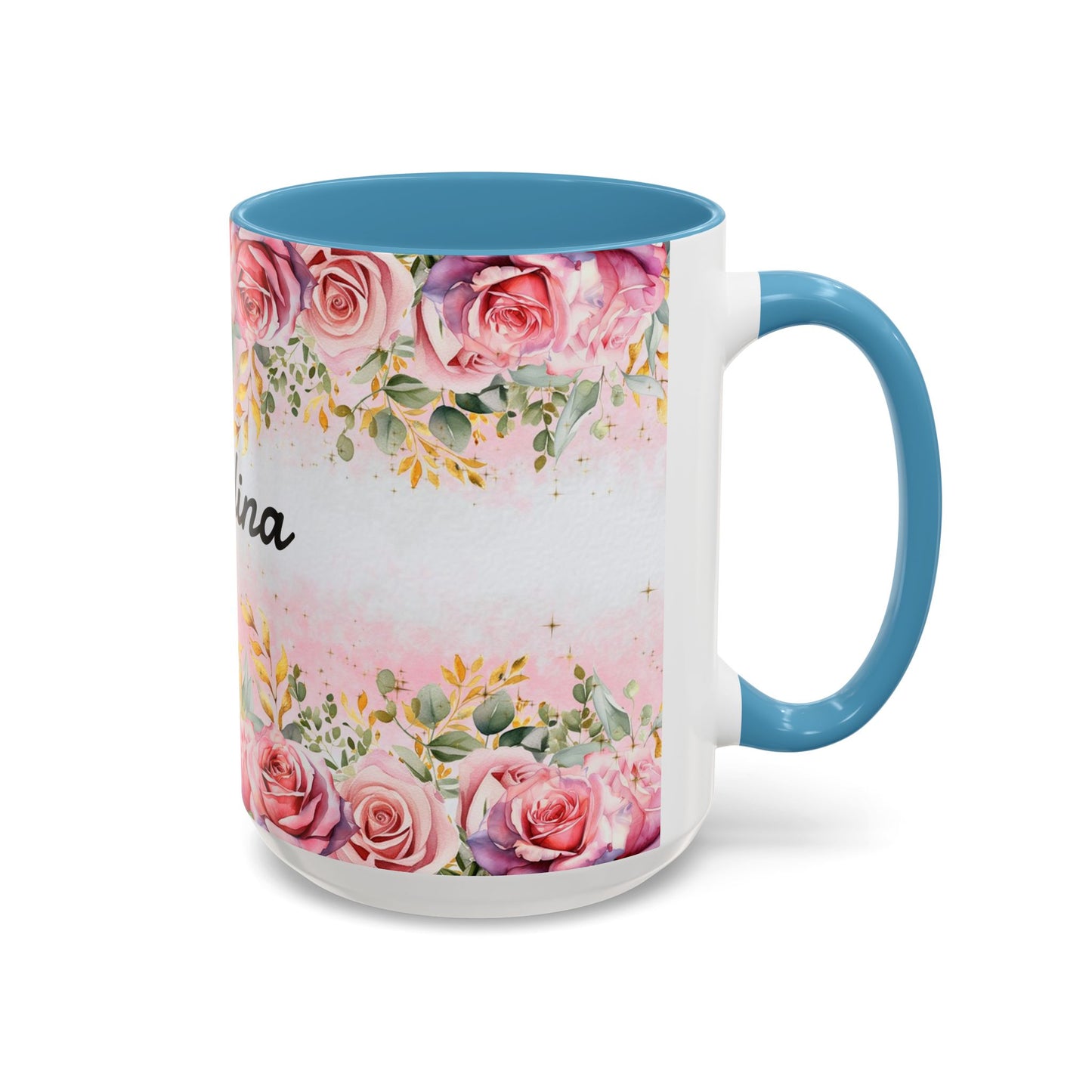 Personalized Floral Accent Coffee Mug, Custom Gift for Her, Birthday Mug, Floral Drinkware, Mother's Day Gift