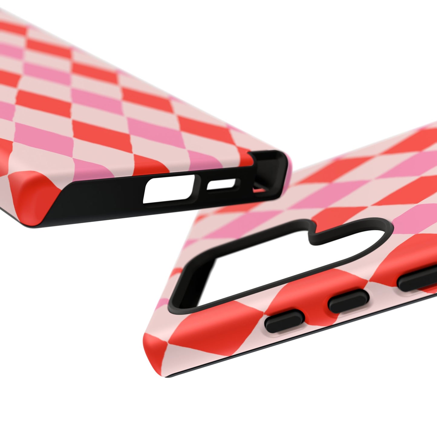 Tough Cases with Red Pink Diamonds, Retro Checkerboard iPhone Case And Samsung Case, Slim Fit Phone Case, Stylish Gift