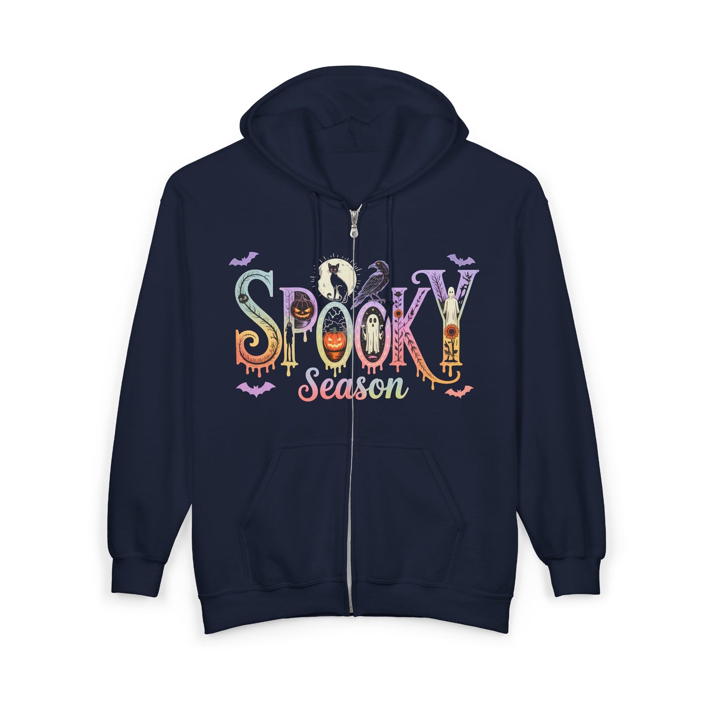 Spooky Season Full Zip Hoodie - Perfect for Halloween, Cozy Wear, Fall Fashion, Unisex Comfort, Gifting Idea