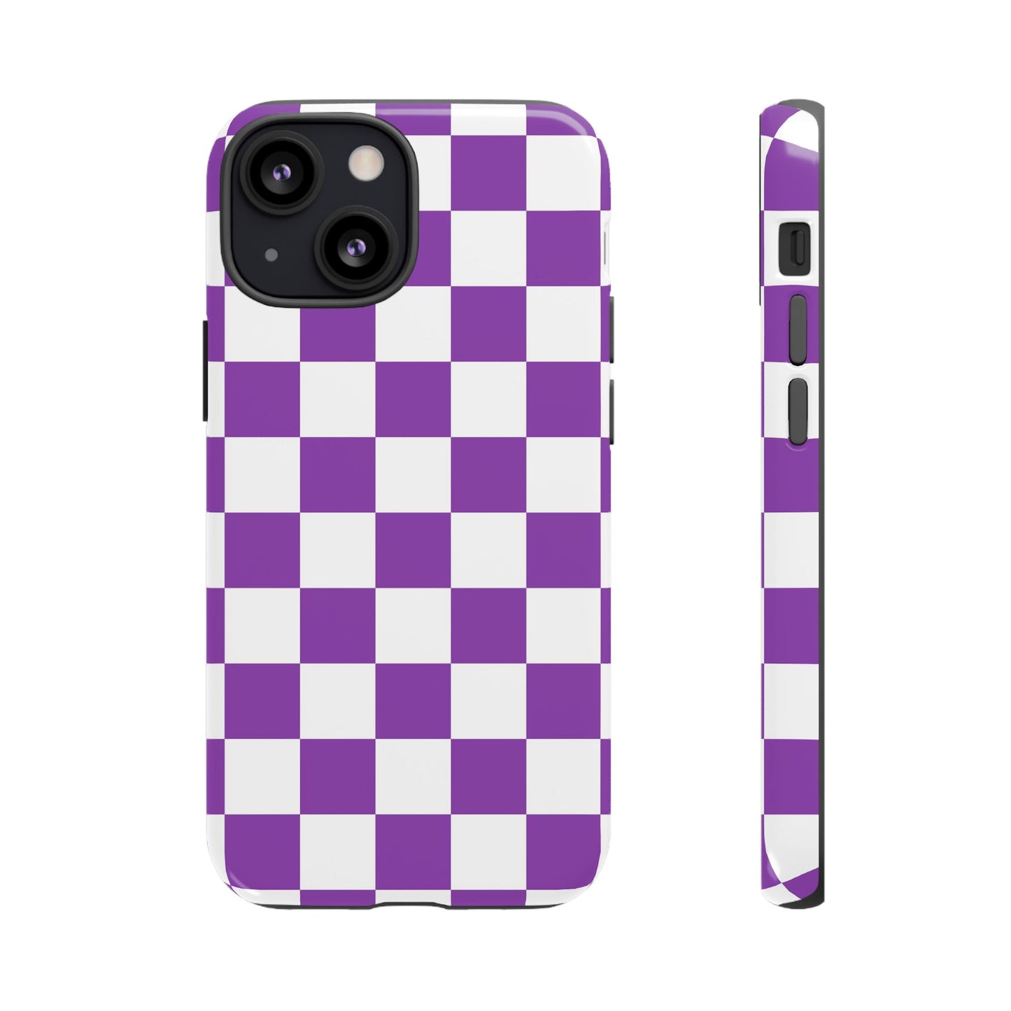 Purple Checkered Phone Case,  iPhone 17 Pro, 17, 16, 15, 14, 13, 12, 11, X, XR, XS MAX, Trendy Gift for Friends, Accessory for Occasions