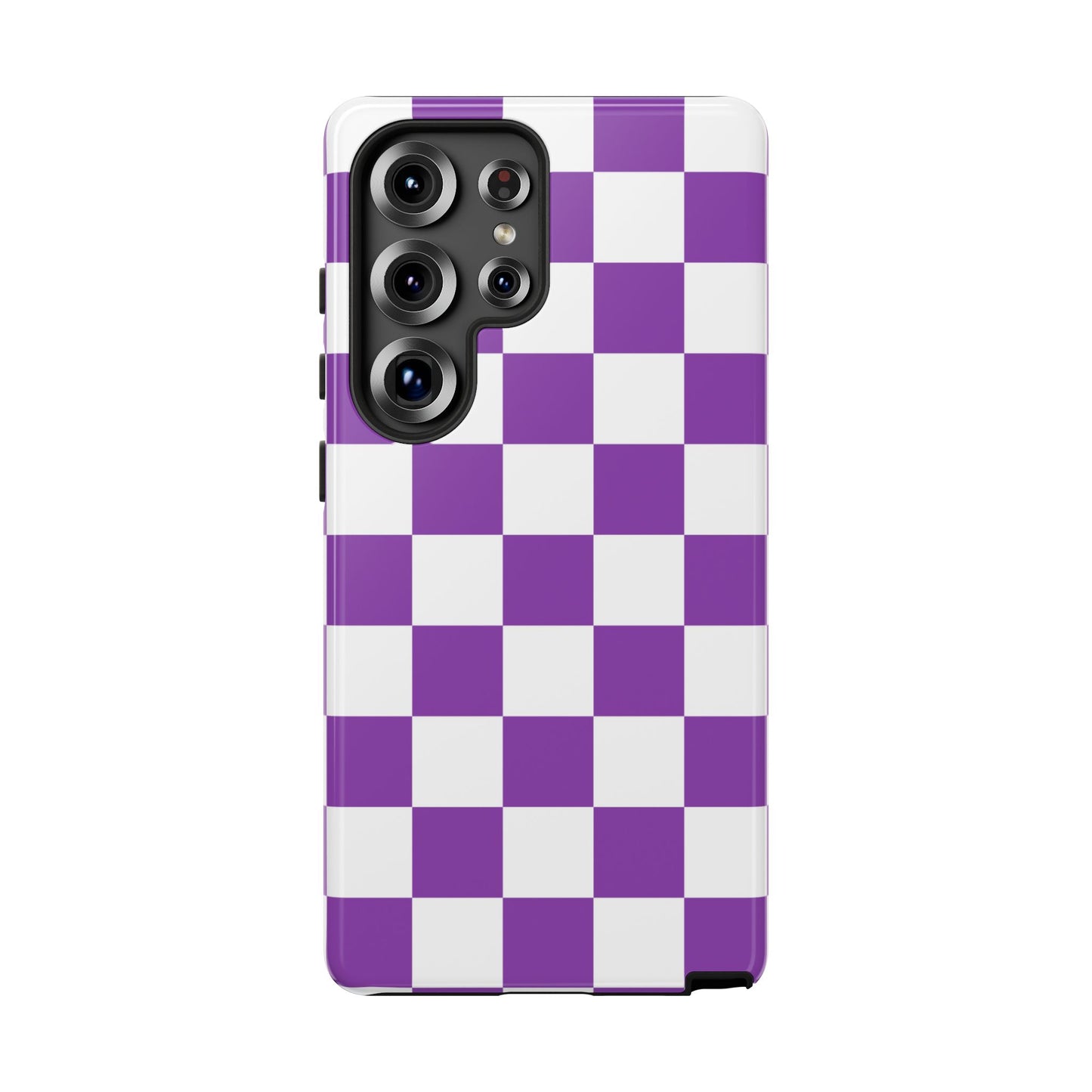 Purple Checkered Phone Case, Samsung Galaxy S25, S25 Plus, S24, S24 Plus, S24 Ultra, S23, S22, S22 Plus, S21 Ultra, S21 FE, S20+
