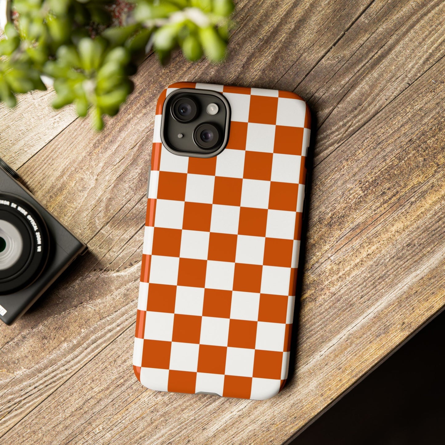Checkered Phone Case, Checkered Phone Case - iPhone 17 16 15 14 13 12 11 Pro Max  - Trendy Black and Brown Checkerboard