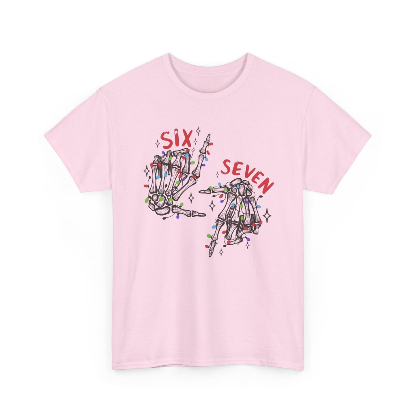Six Seven Skeleton Hands T Shirt  Funny Halloween Christmas Tee for Men & Women | Cool Skeleton Hand Sign Graphic Shirt | Soft Cotton Top