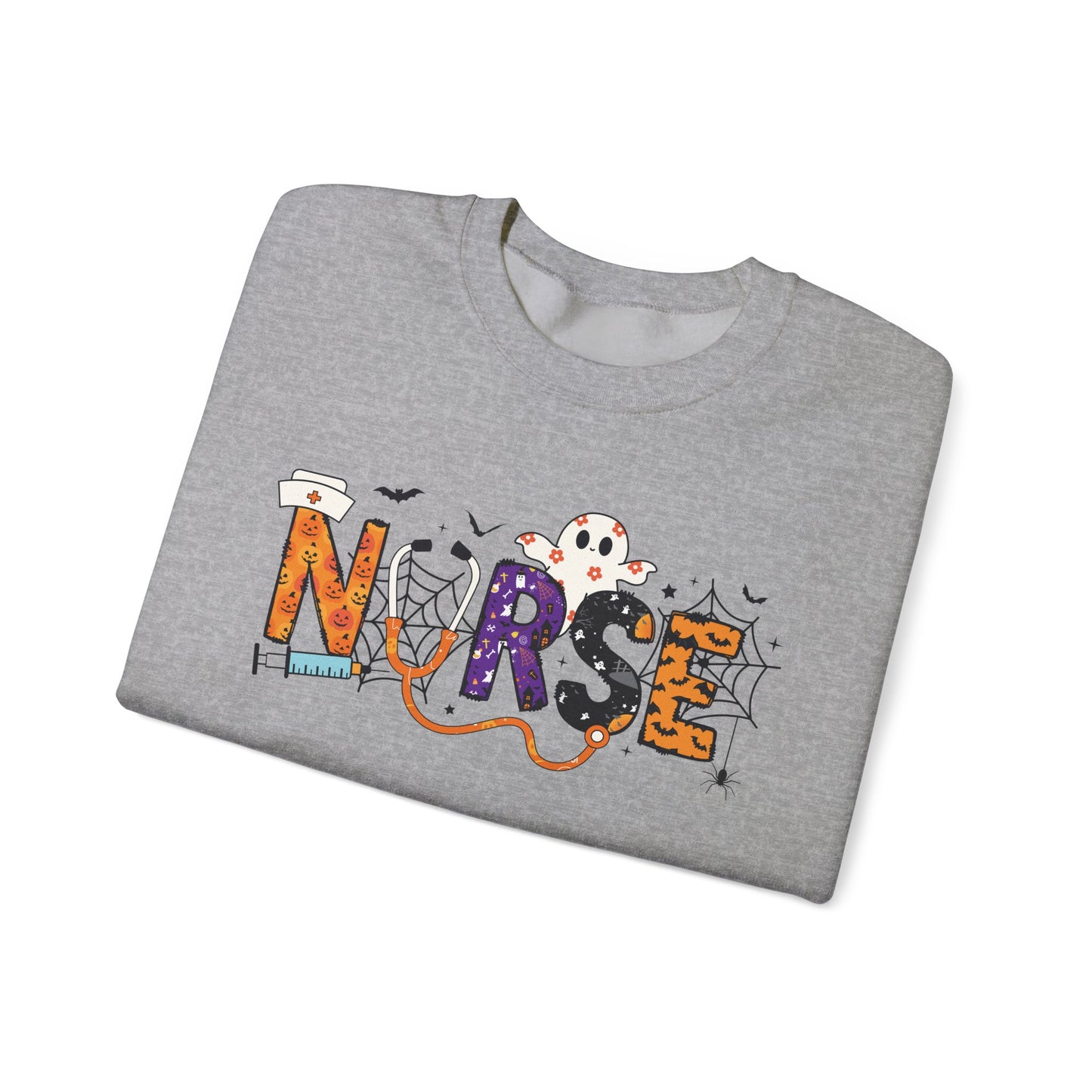 Nurse Themed Crewneck Sweatshirt - Cozy Nursing Apparel, Perfect Gift for Healthcare Workers, Halloween Style, Comfortable Unisex