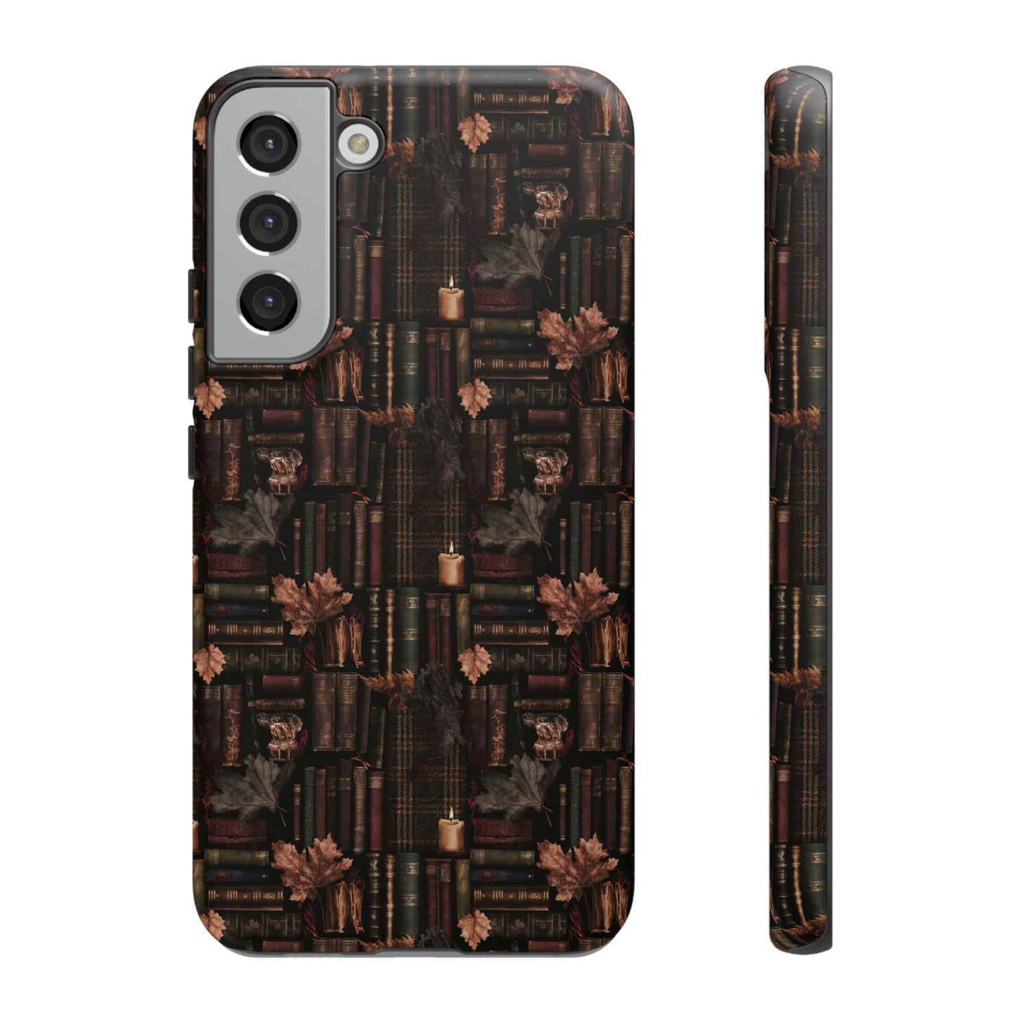 Gothic Phone Case Dark Academia Literary iPhone Samsung Cover with Books & Flowers, Phone case