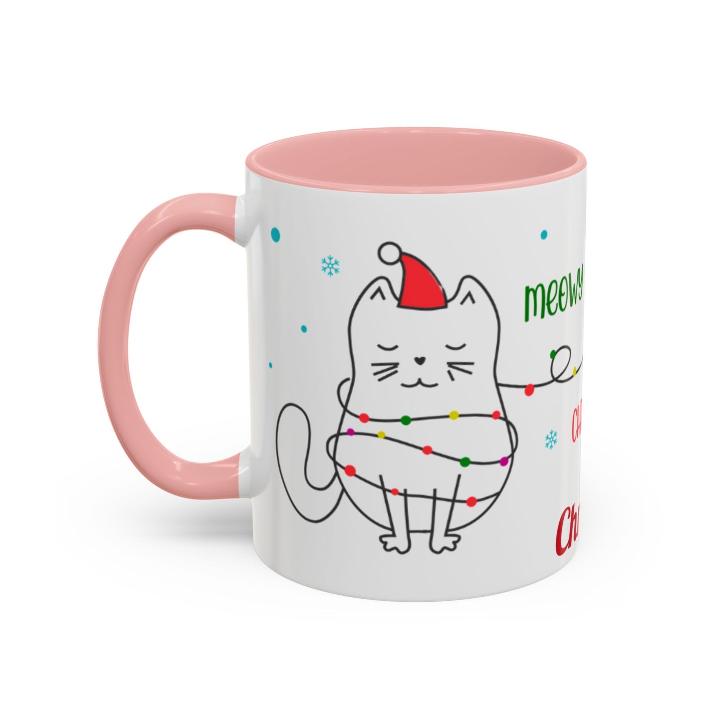 Personalized Meowy Christmas Accent Mug, Funny Holiday Coffee Cup, Cat Lover Gift, Festive Drinkware, Christmas Decor, Personalized Mug