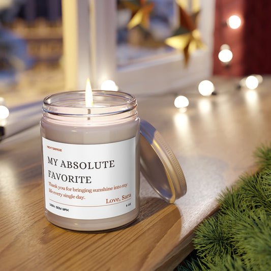 Personalized “My Absolute Favorite” Soy Candle – Scented Aromatherapy Candle, Unique Birthday Gift, Cozy Home Décor, 50–60 Hour Burn