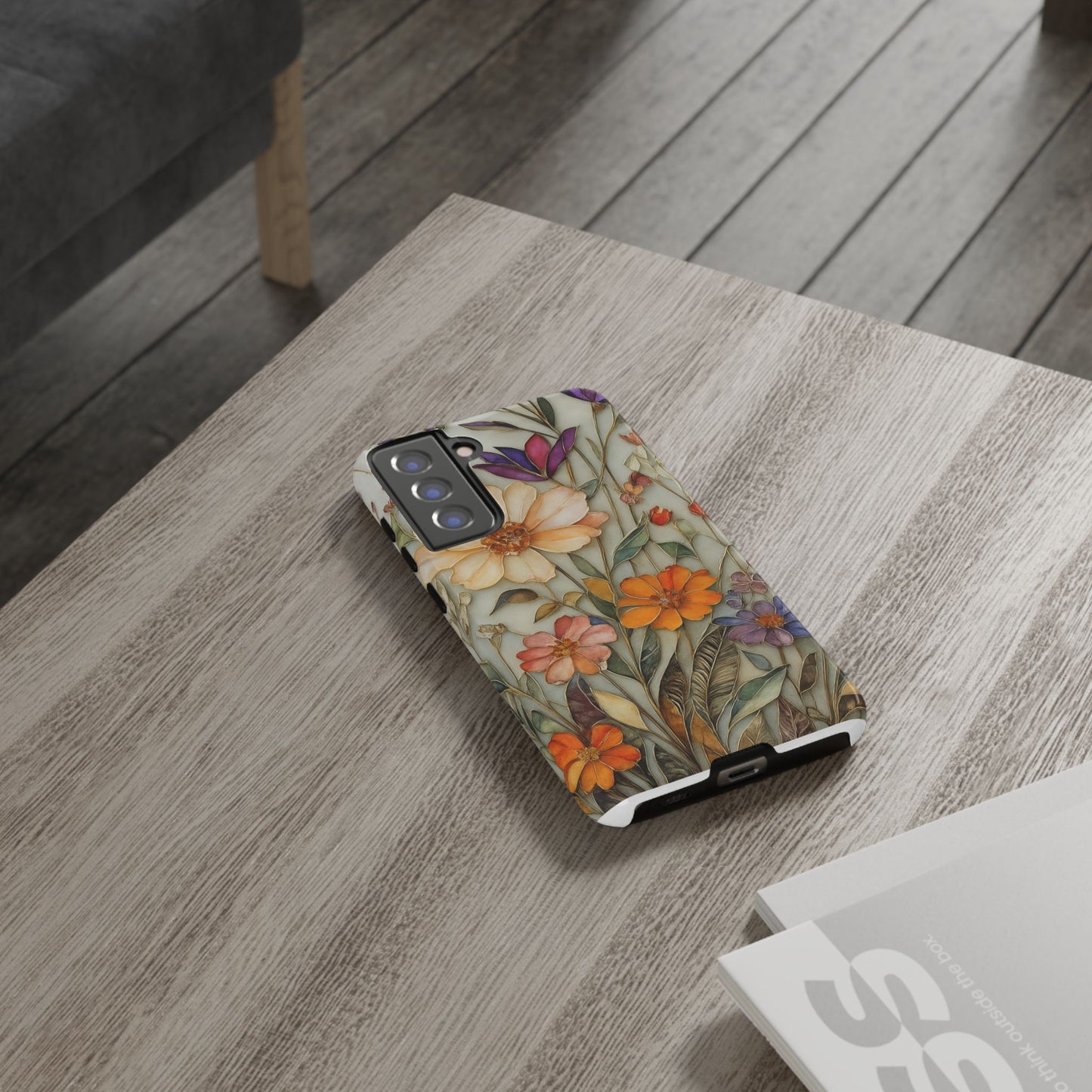 Phone case For iPhone & Samsung, Wildflower Mosaic MagSafe iPhone Case: Botanical Floral Design iPhone