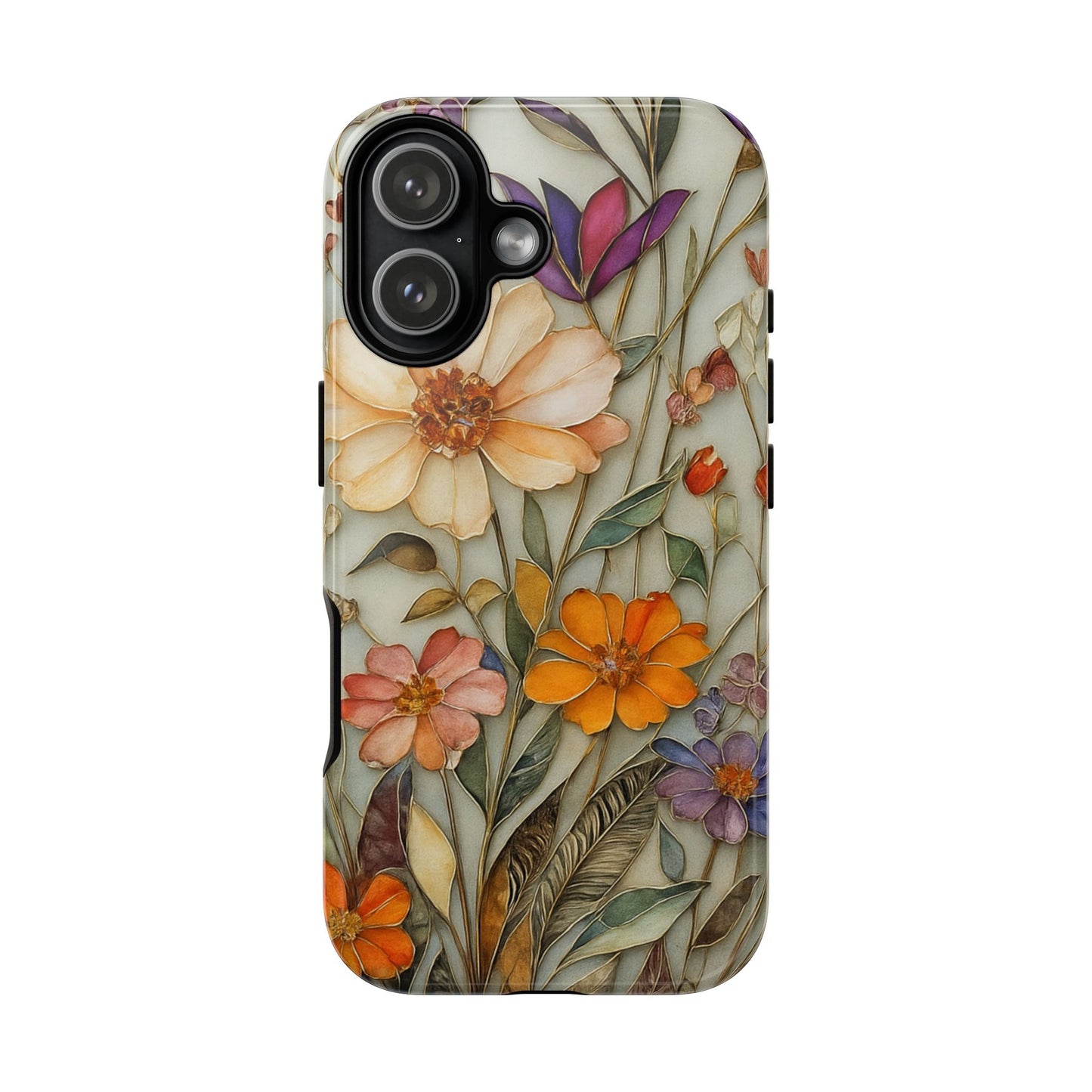 Phone case For iPhone & Samsung, Wildflower Mosaic MagSafe iPhone Case: Botanical Floral Design iPhone