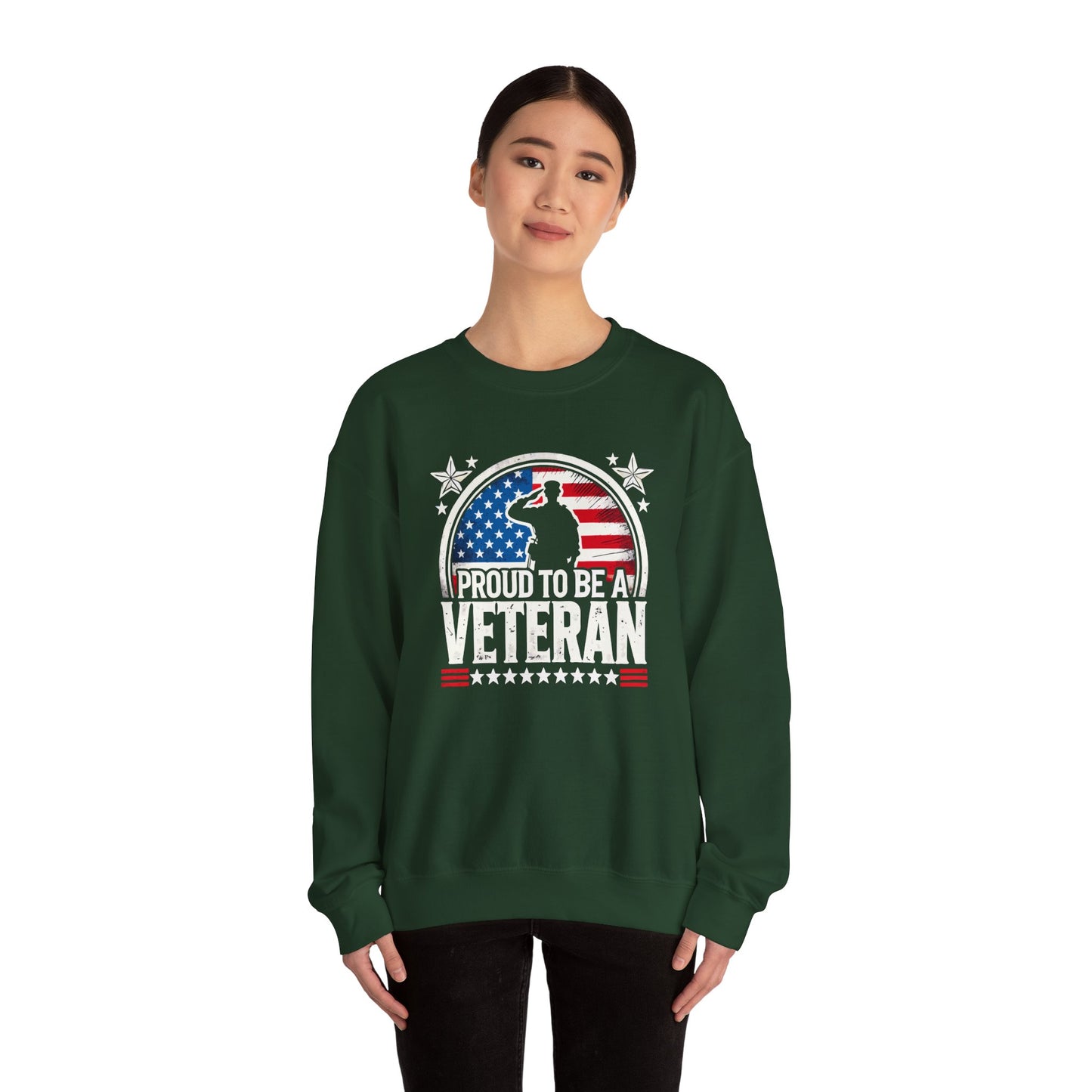 Proud Veteran Crewneck Sweatshirt, Veterans Day Gift, Military Tribute, USA Flag Apparel, Casual Comfort Wear, Gift for veteran Father