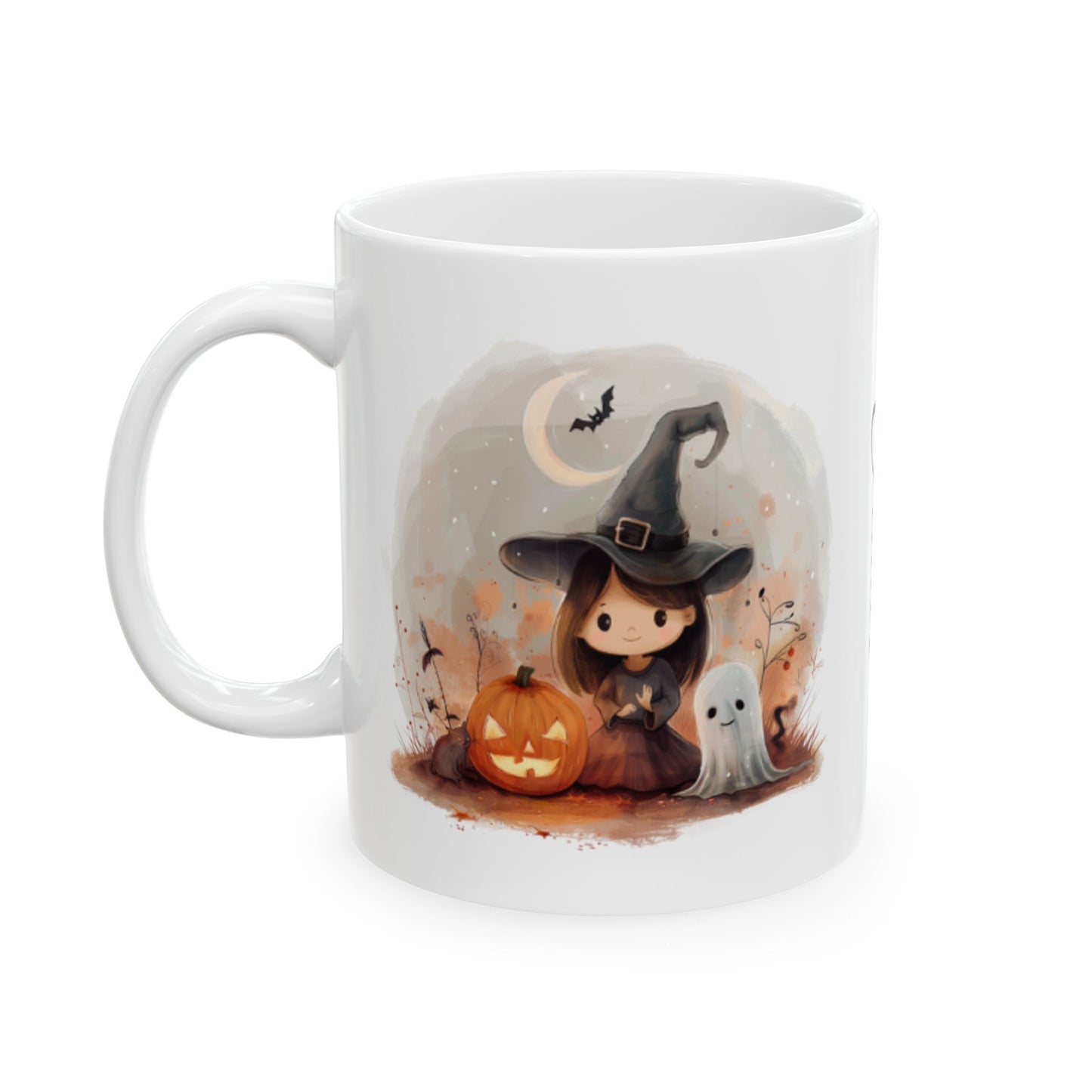 Personalized Halloween-themed Ceramic Mug, Countless Treats and Spooky Charm, Perfect for Fall, Gift for Cat Lovers, Cozy Beverage Holder