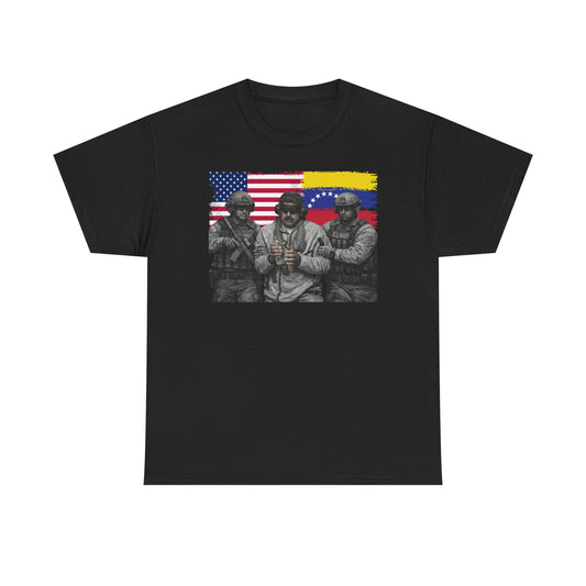 American and Venezuelan Flag Soldiers Tee, Nicolas Maduro Arrest Deportation Photo Tee T-shirt | Political Protest Graphic