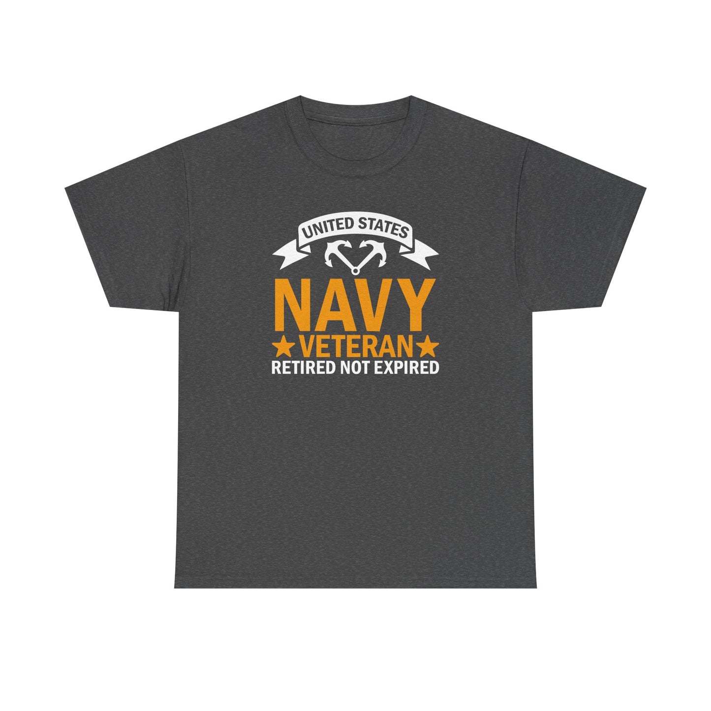 Navy Veteran Heavy Cotton T-Shirt, Gifts for Veterans, Memorial Day, Patriotic Apparel, Retired Not Expired, Gift for dad