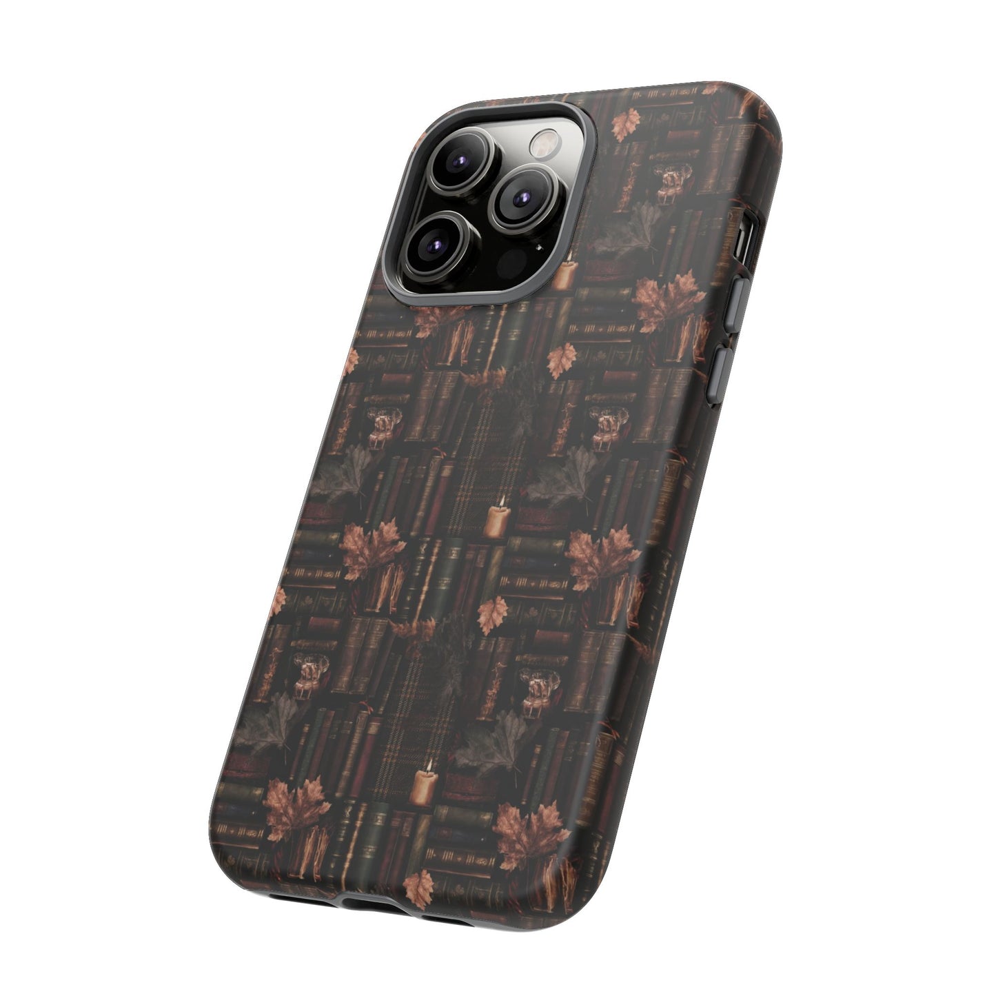 Gothic Phone Case Dark Academia Literary iPhone Samsung Cover with Books & Flowers, Phone case