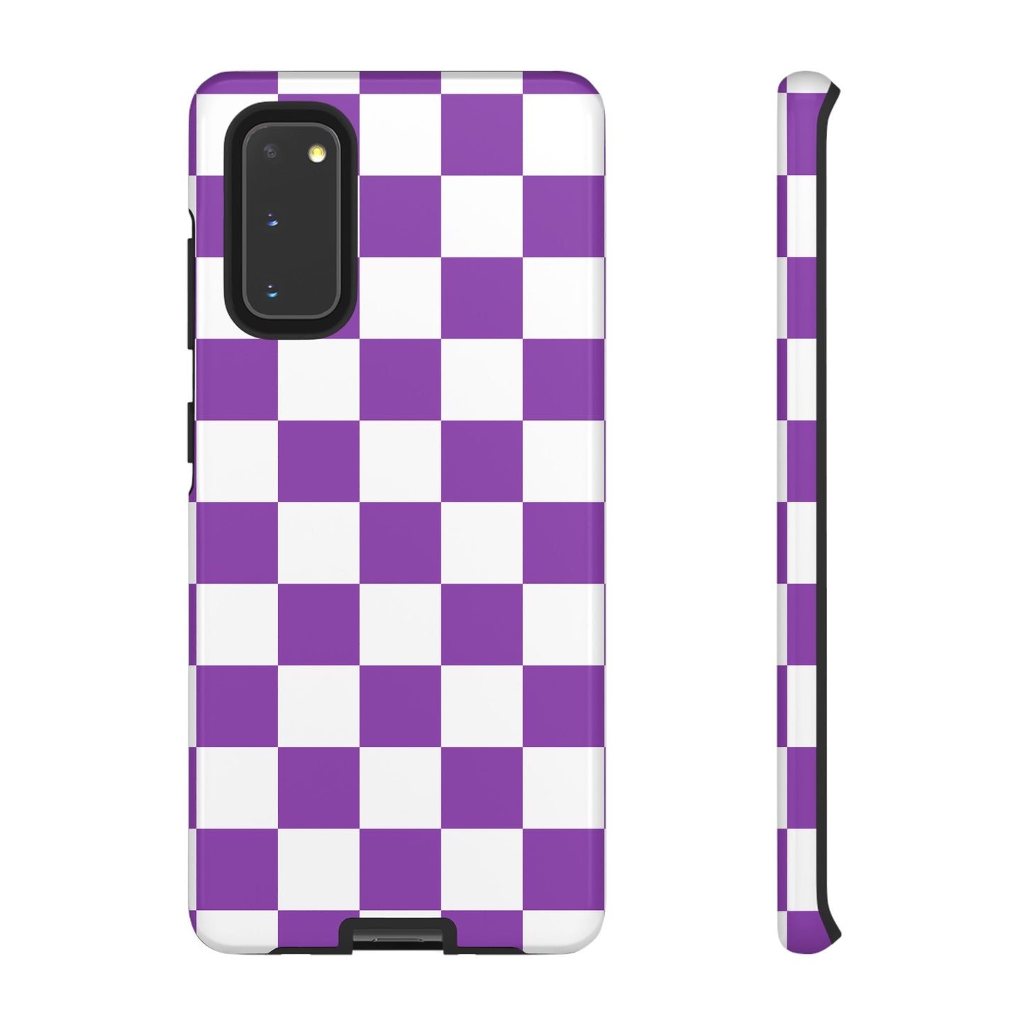 Purple Checkered Phone Case, Samsung Galaxy S25, S25 Plus, S24, S24 Plus, S24 Ultra, S23, S22, S22 Plus, S21 Ultra, S21 FE, S20+