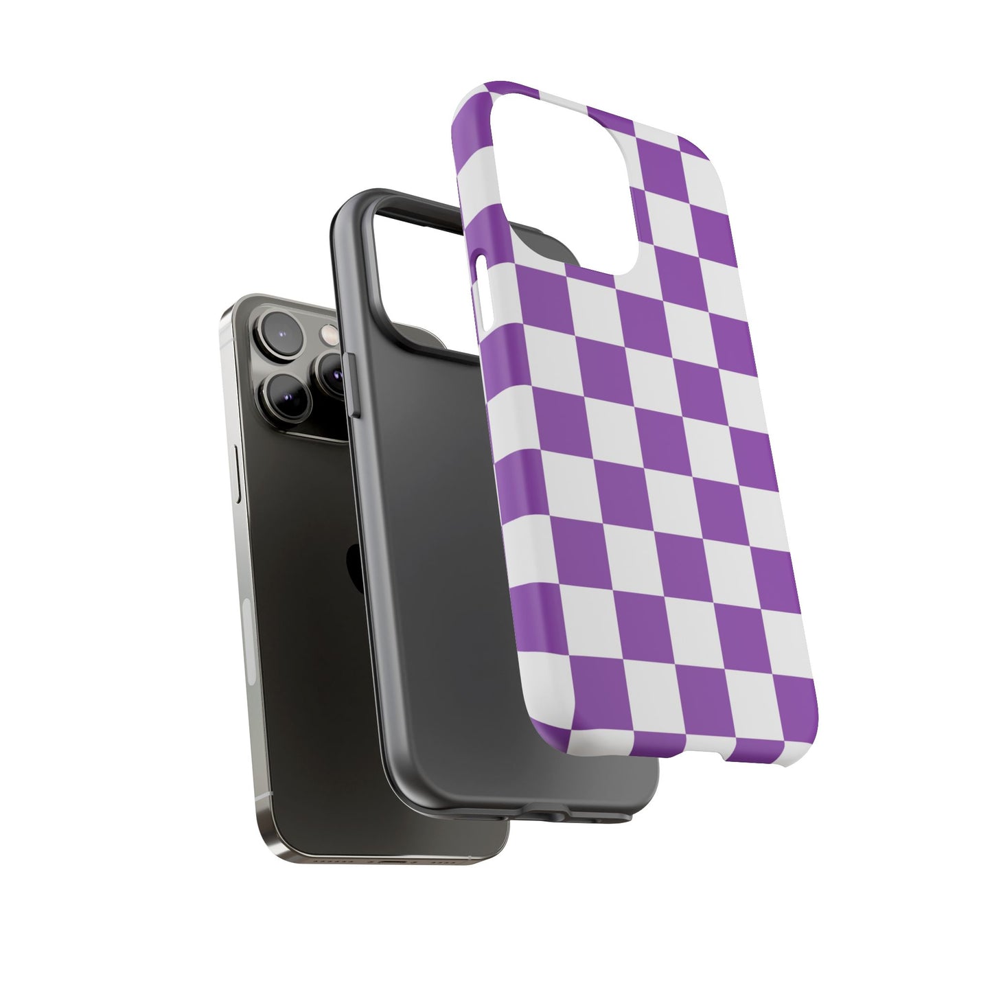 Purple Checkered Phone Case,  iPhone 17 Pro, 17, 16, 15, 14, 13, 12, 11, X, XR, XS MAX, Trendy Gift for Friends, Accessory for Occasions
