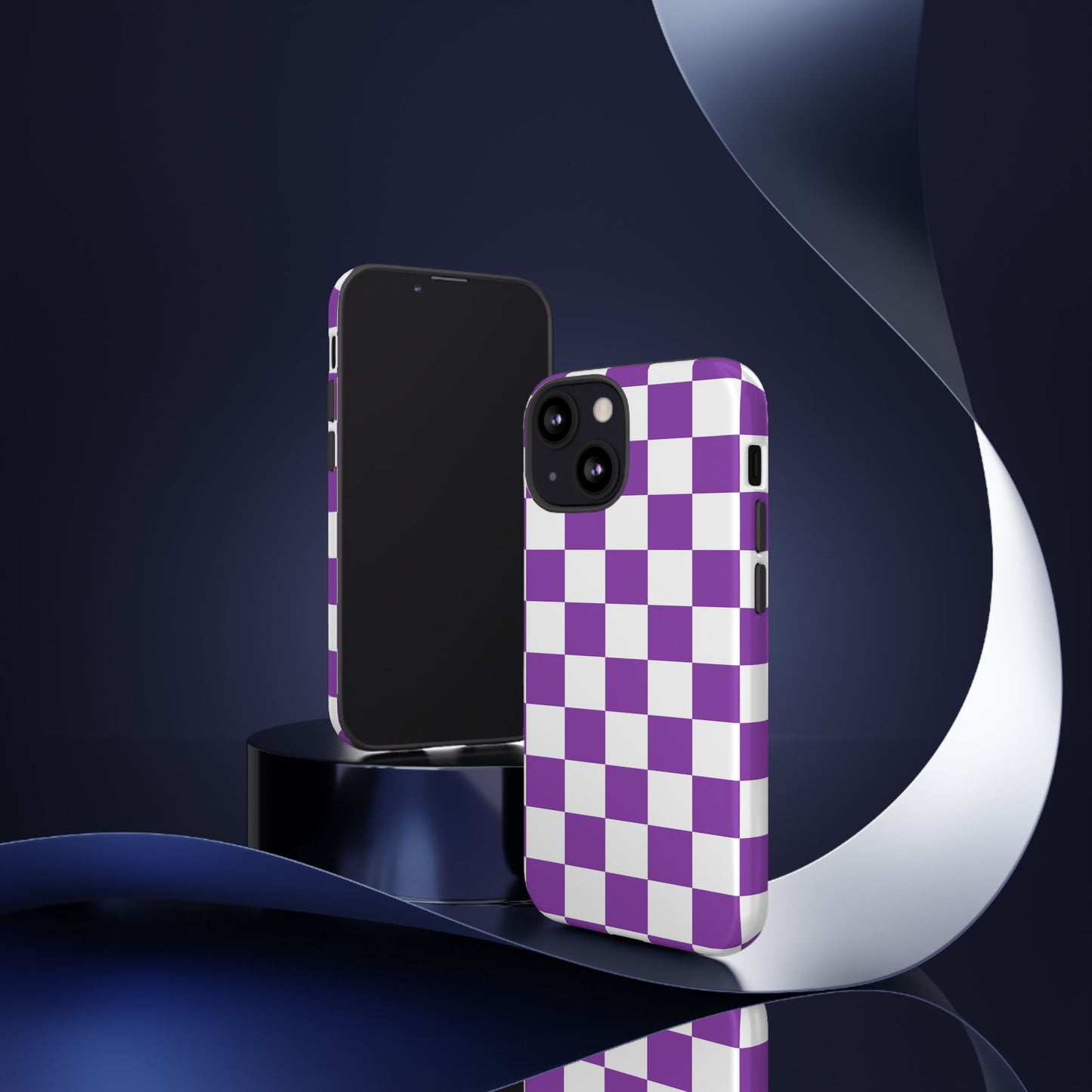 Purple Checkered Phone Case,  iPhone 17 Pro, 17, 16, 15, 14, 13, 12, 11, X, XR, XS MAX, Trendy Gift for Friends, Accessory for Occasions