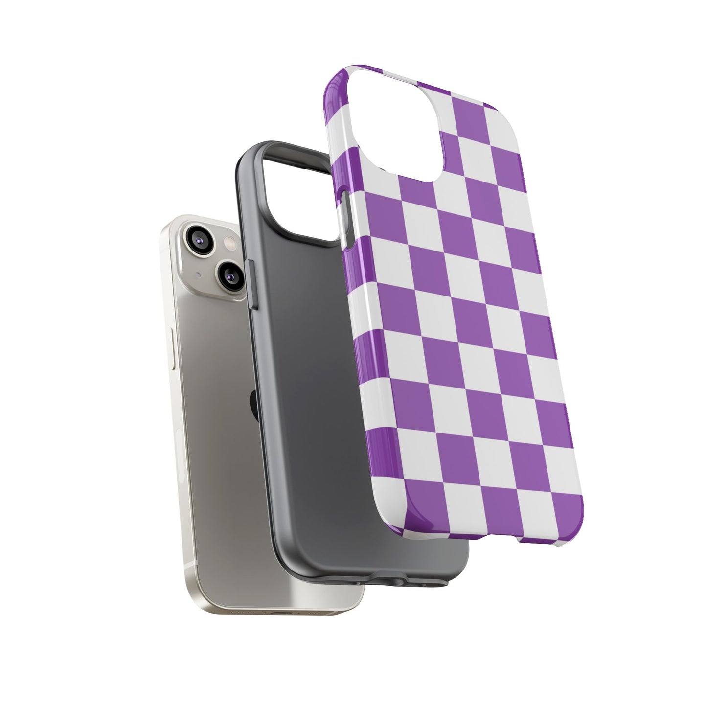 Purple Checkered Phone Case,  iPhone 17 Pro, 17, 16, 15, 14, 13, 12, 11, X, XR, XS MAX, Trendy Gift for Friends, Accessory for Occasions
