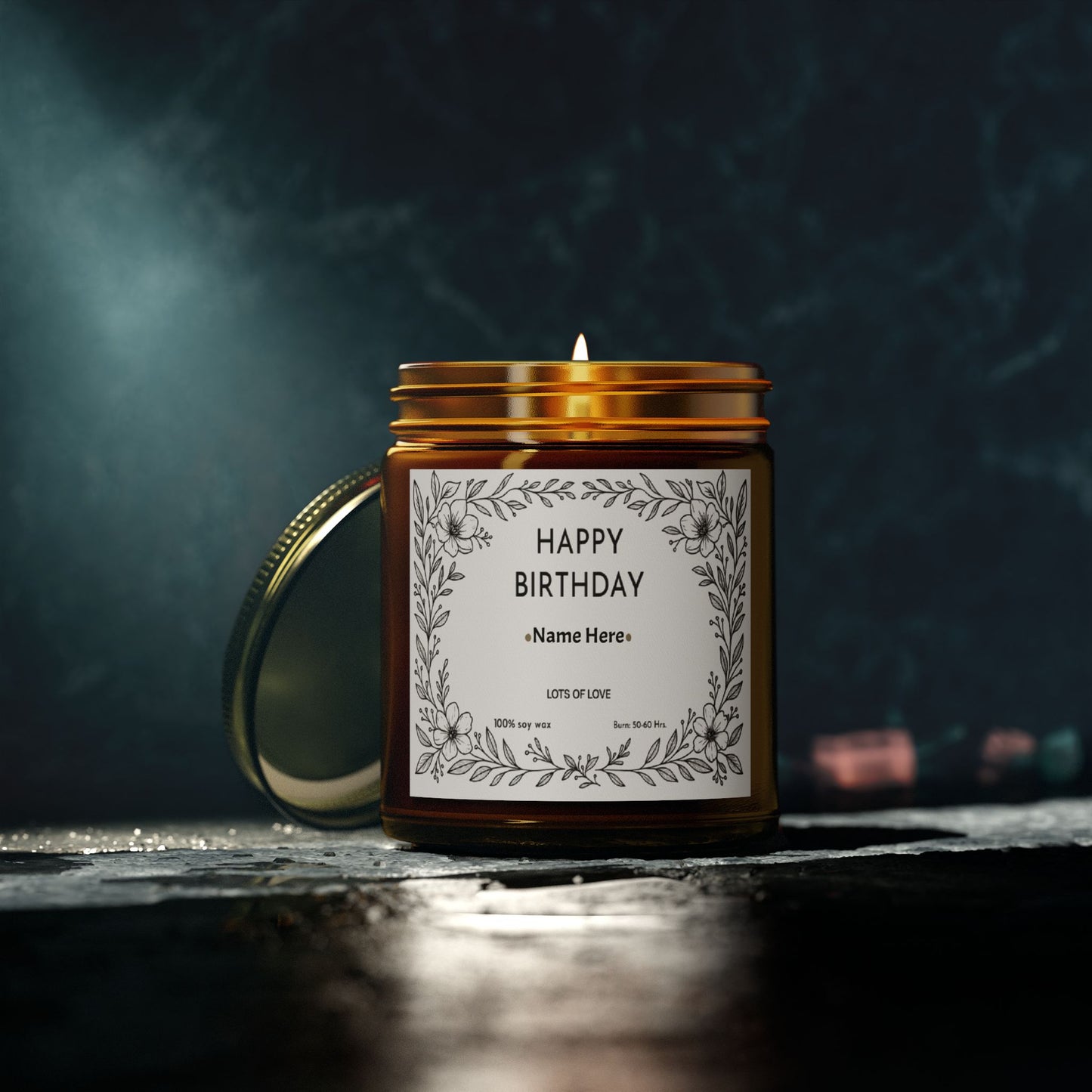 Personalised Birthday Scented Candle, Custom Birthday Gift, Candle Gift with Name for Her Friend Sister Mum Nanny Add Your Custom Text