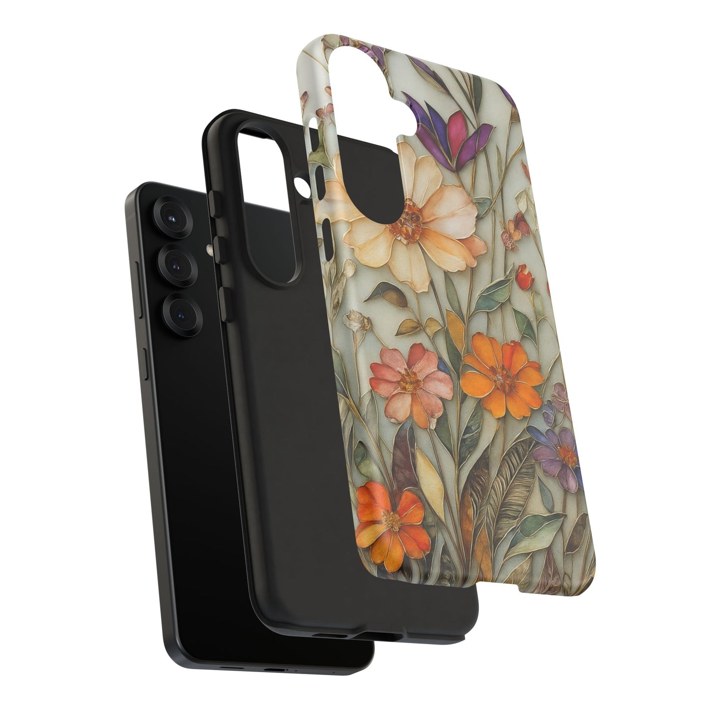 Phone case For iPhone & Samsung, Wildflower Mosaic MagSafe iPhone Case: Botanical Floral Design iPhone