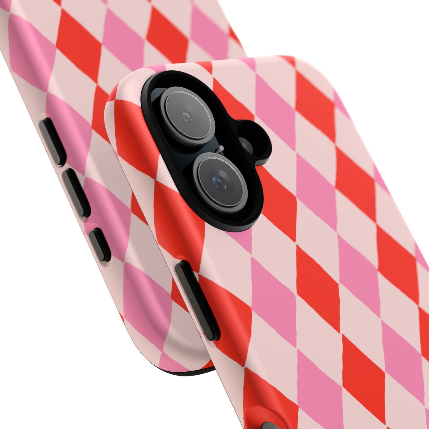 Tough Cases with Red Pink Diamonds, Retro Checkerboard iPhone Case And Samsung Case, Slim Fit Phone Case, Stylish Gift
