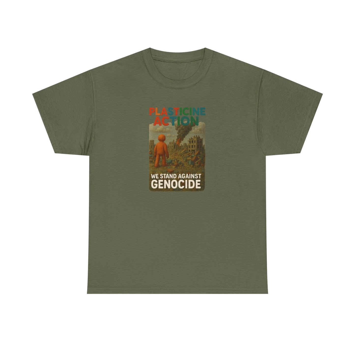 Plasticine Action Heavy Cotton Tee, Stand Against Genocide, Activist Wear, Social Justice Shirt, Awareness Tee, Thought Provoking Apparel