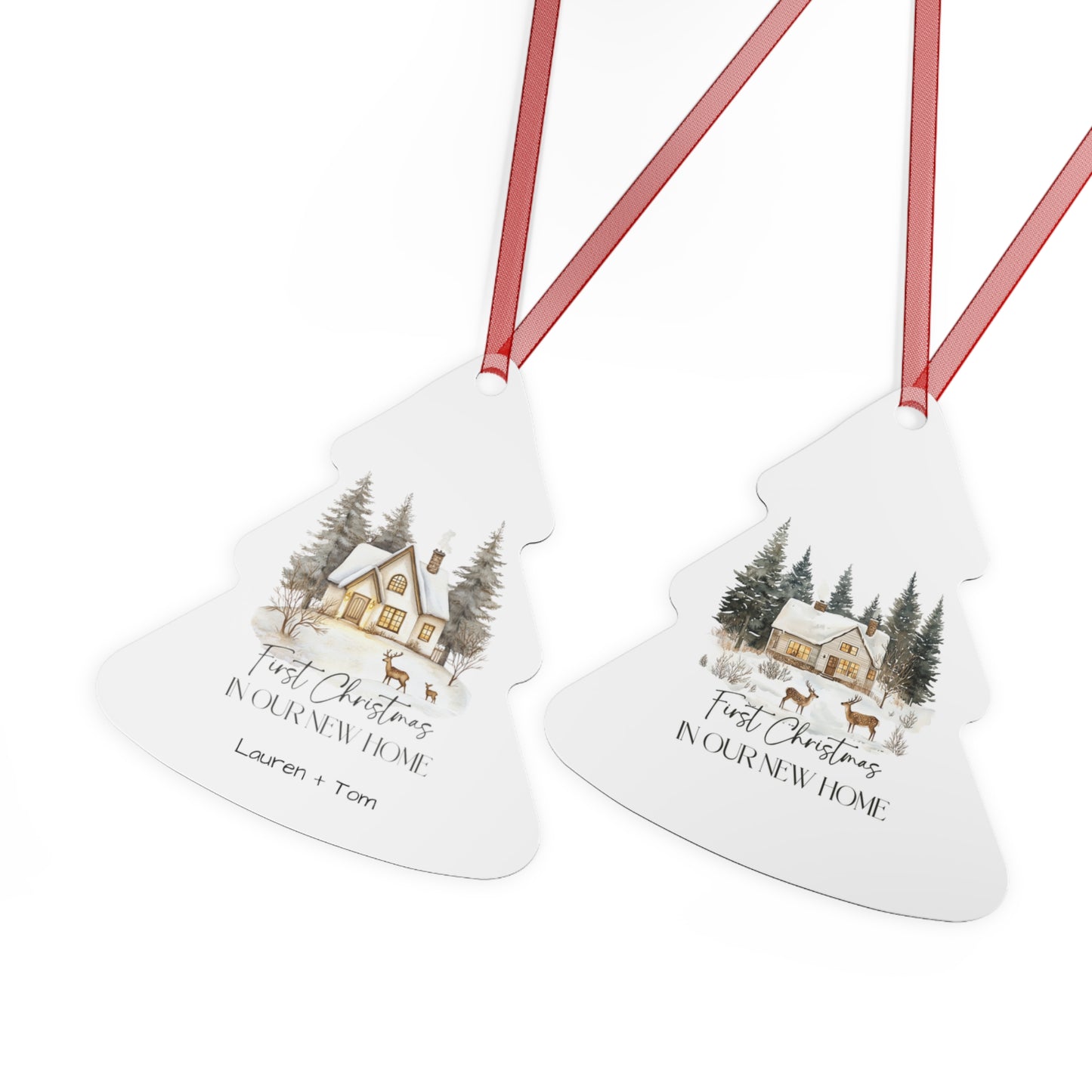 Personalized Christmas Ornaments, First Christmas in Our New Home, Ceramic Christmas Decor, Gift for Couples, Family Keepsake