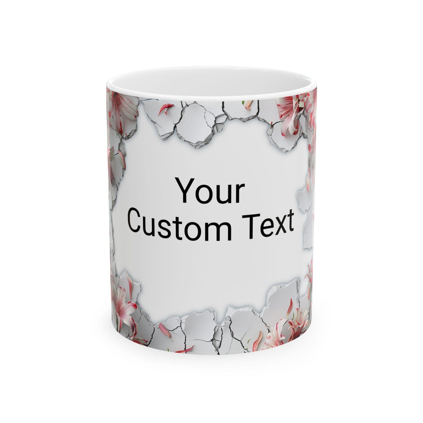 Personalized Floral Custom Text Ceramic Mug, Perfect Gift for Home, Personalized Coffee Cup, Unique Kitchen Decor, Birthday, Mother's Day