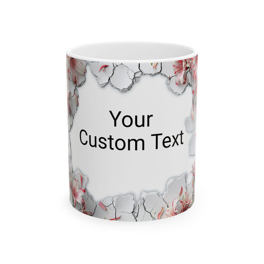 Personalized Floral Custom Text Ceramic Mug, Perfect Gift for Home, Personalized Coffee Cup, Unique Kitchen Decor, Birthday, Mother's Day